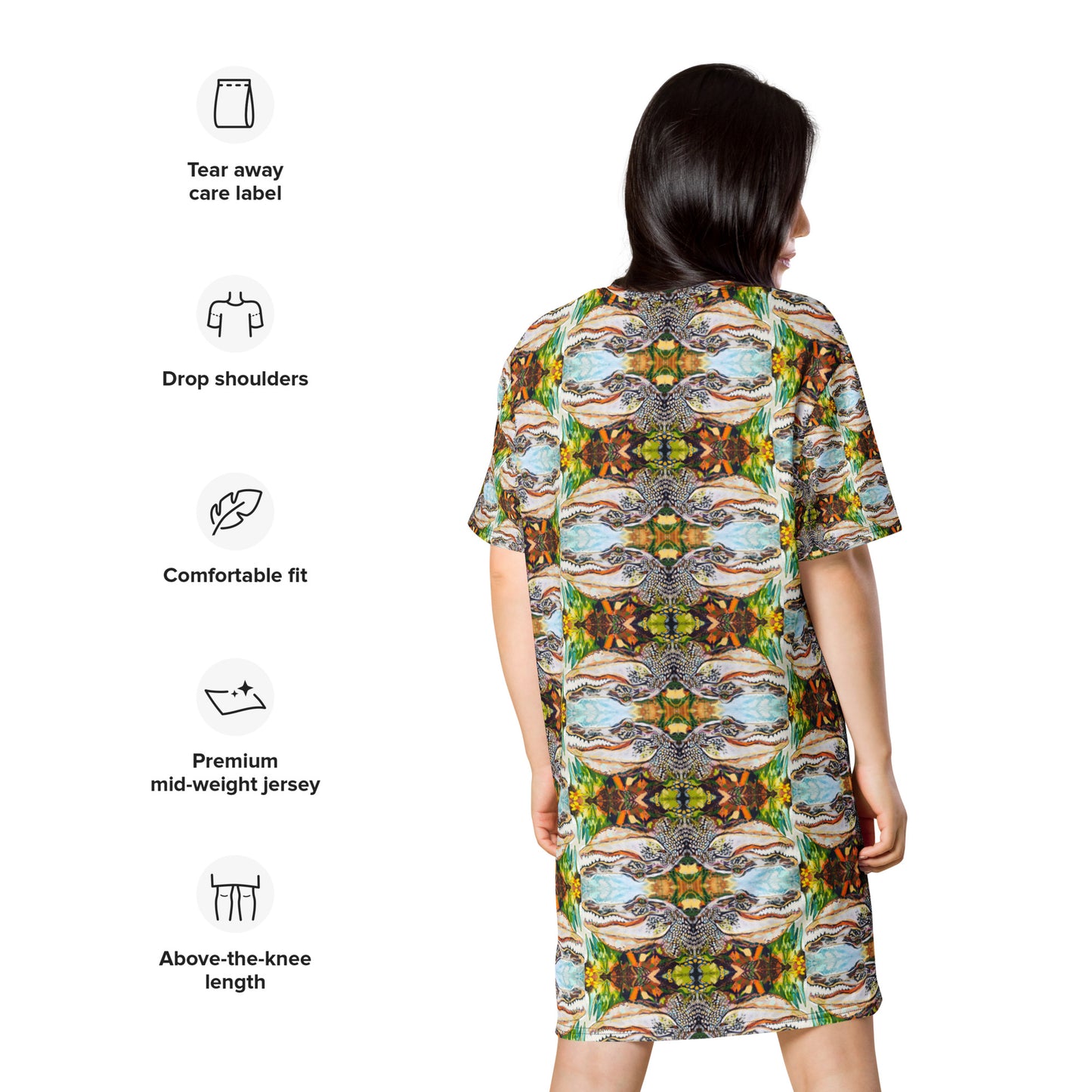 Groovy Gator Pattern T-shirt dress