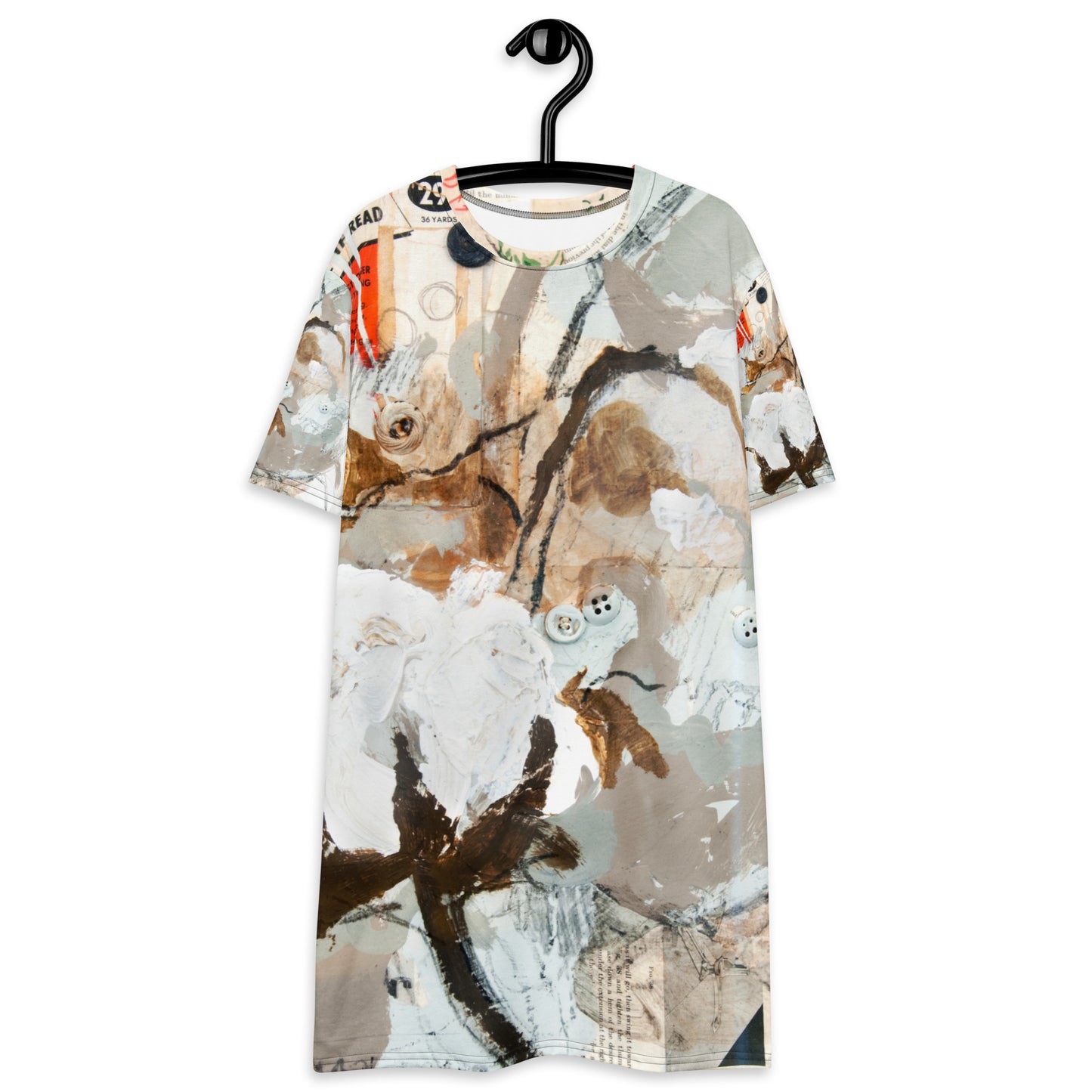 Vintage Cotton Collage II Pattern T-shirt dress