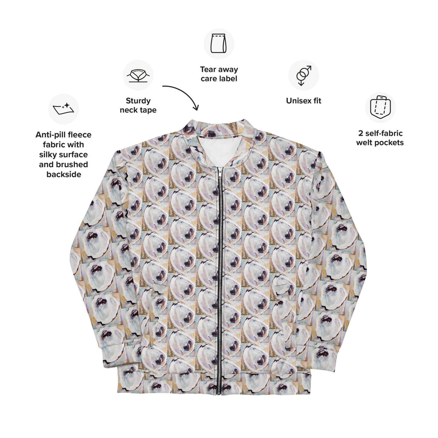 Yin & Yang Oyster Shells Unisex Bomber Jacket