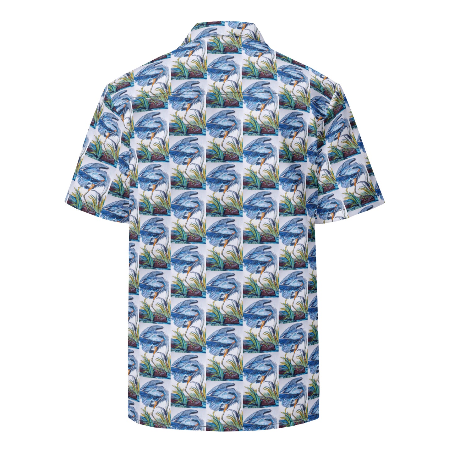 Blue Heron Catching Fish Unisex button shirt