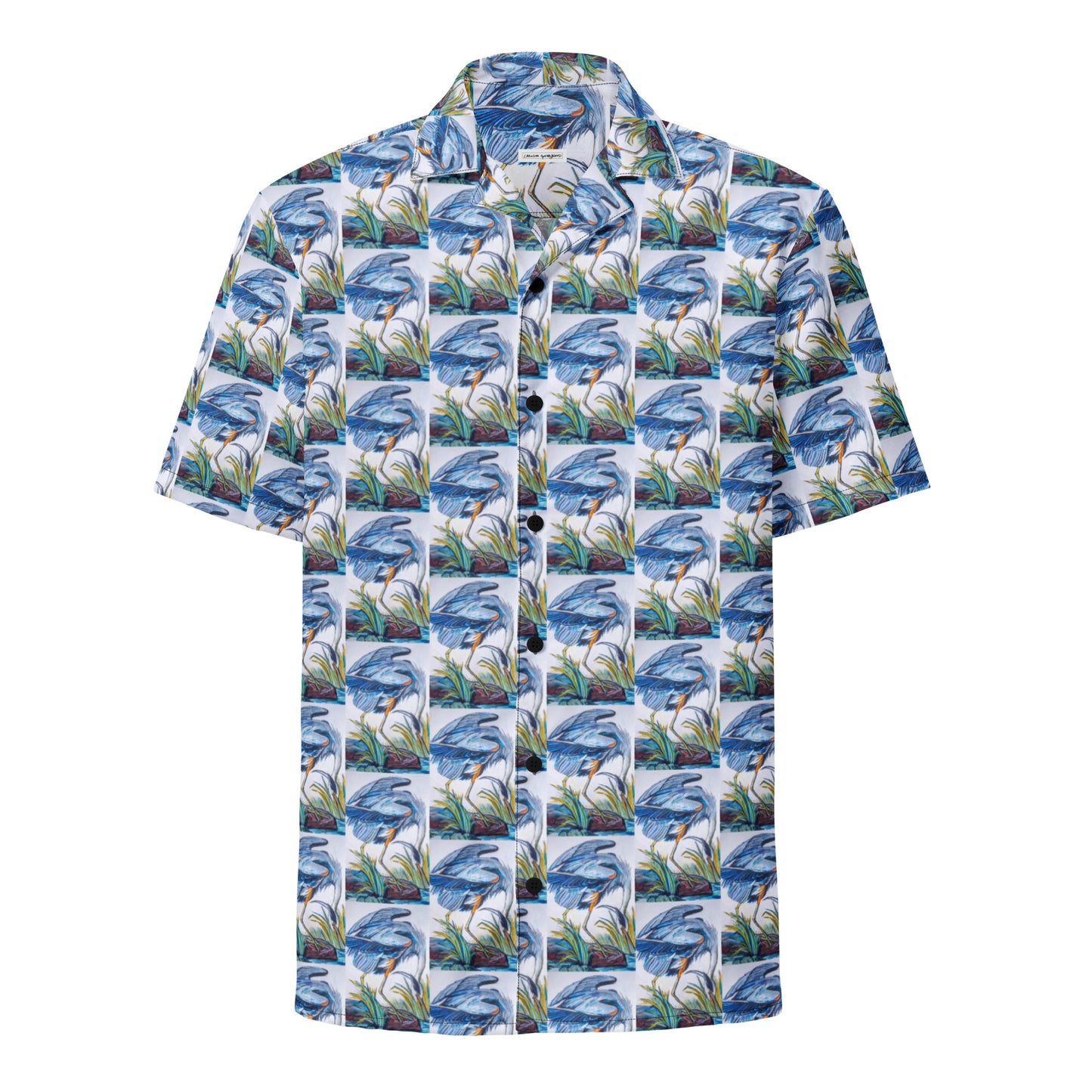 Blue Heron Catching Fish Unisex button shirt