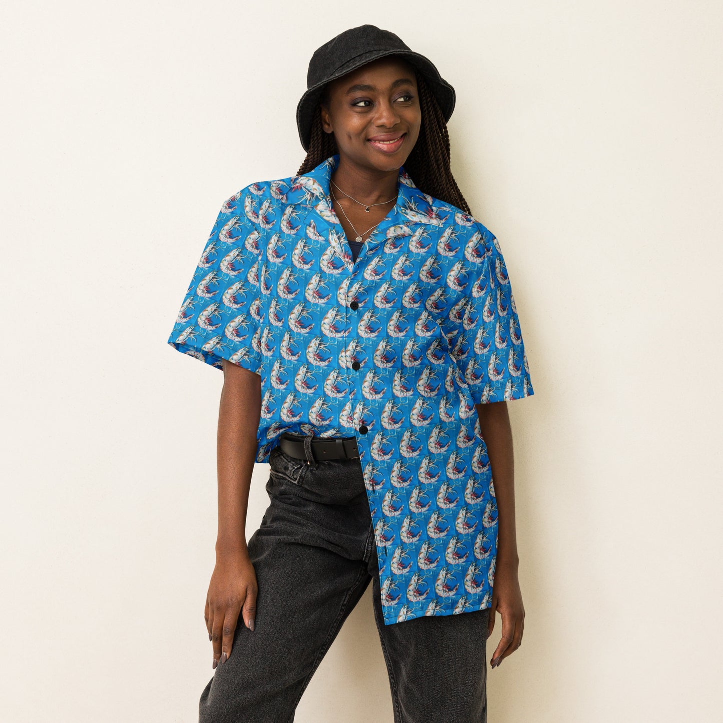 Blue Shrimp II Unisex button shirt