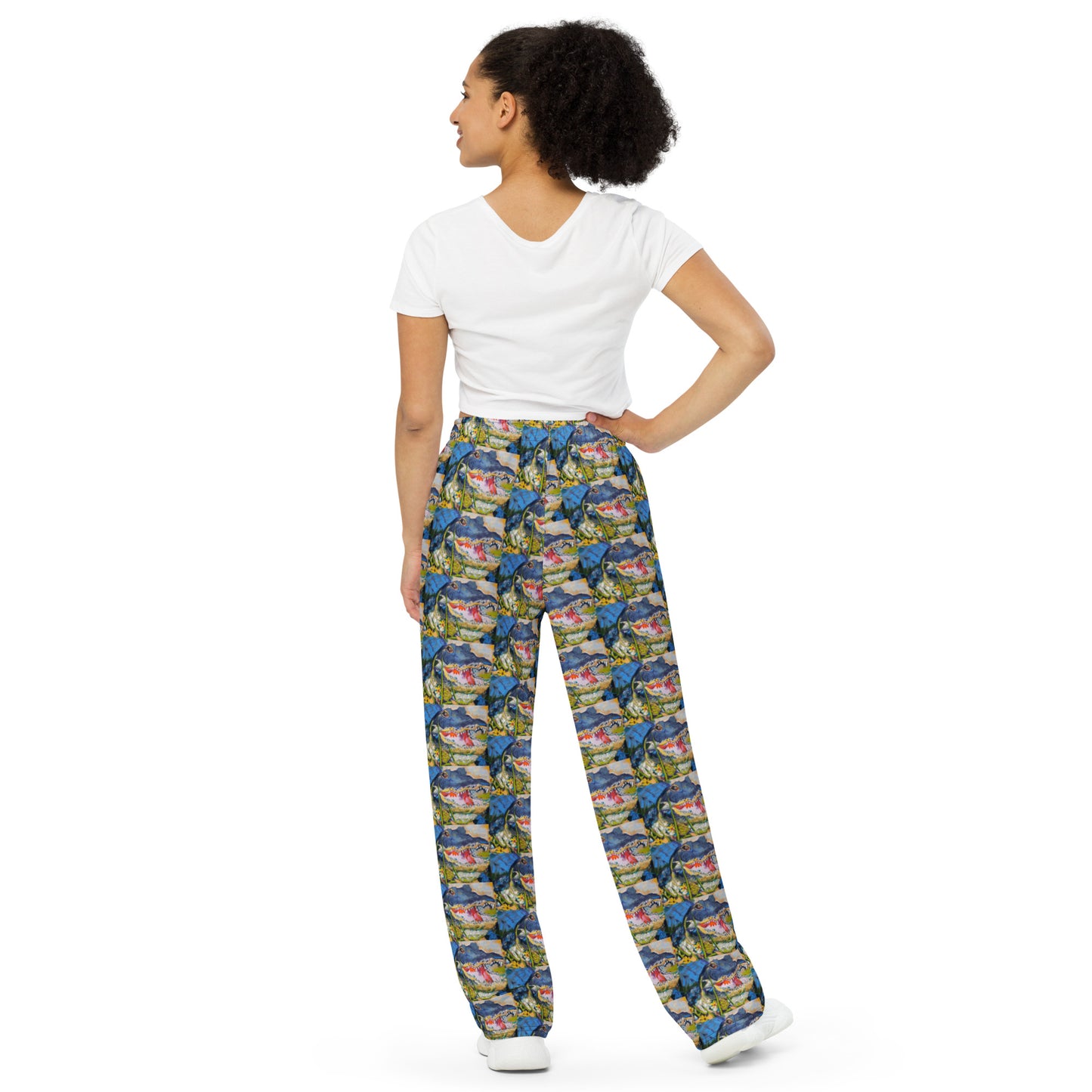 Gator in Wildflowers All-over print unisex wide-leg pants