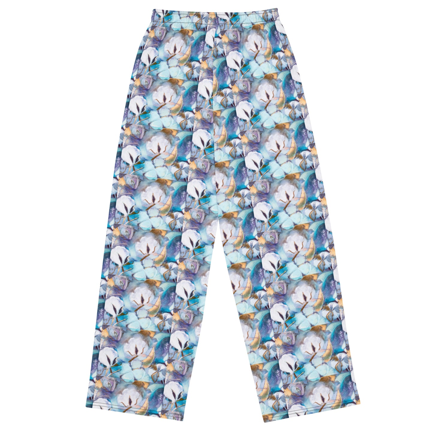 Aqua Cotton All-over print unisex wide-leg pants