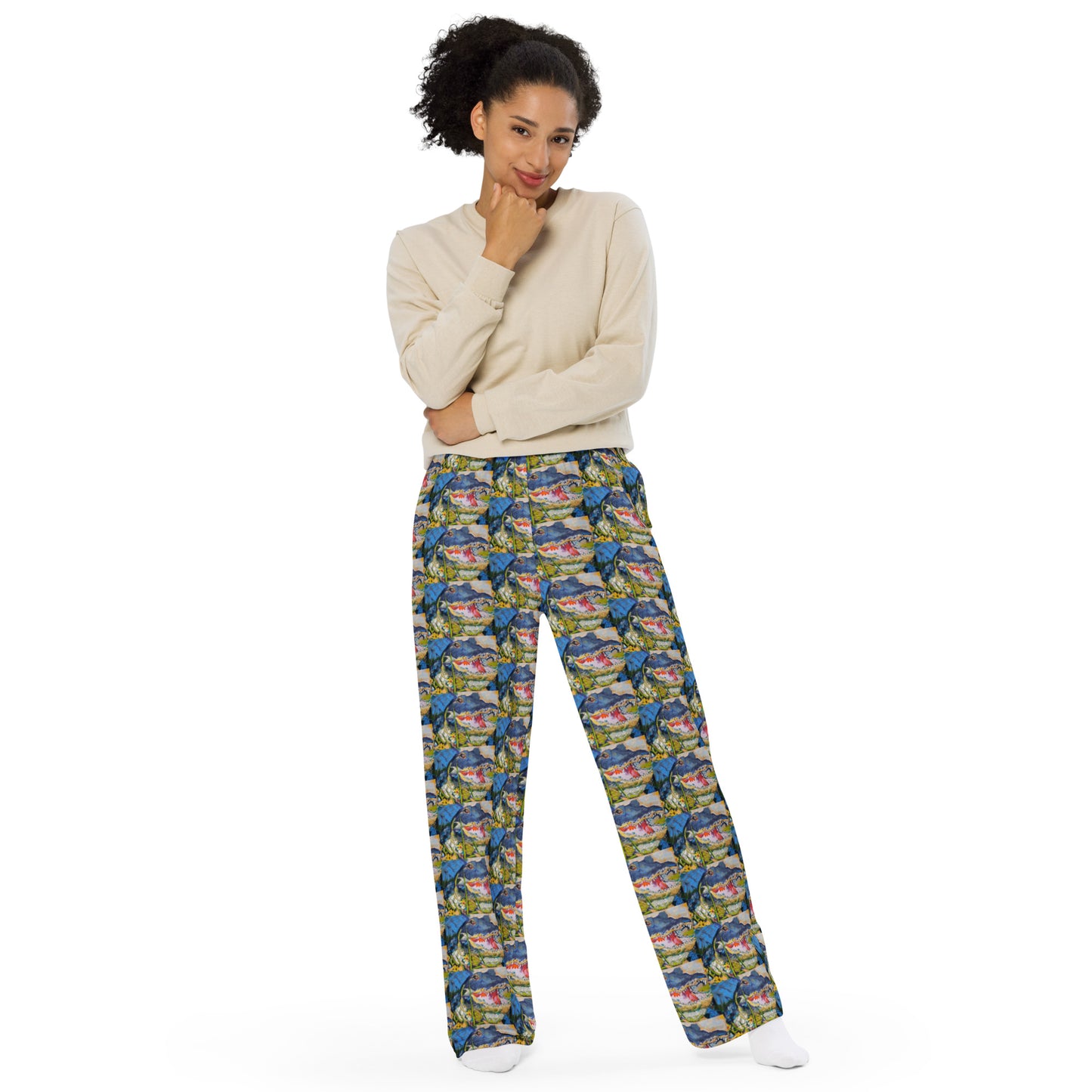 Gator in Wildflowers All-over print unisex wide-leg pants