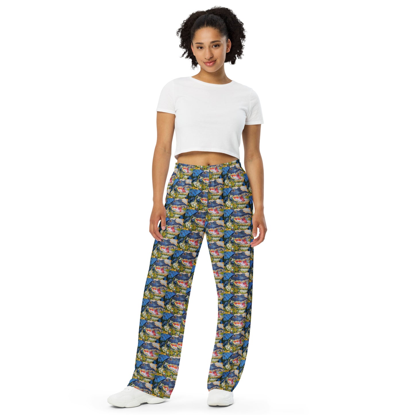 Gator in Wildflowers All-over print unisex wide-leg pants