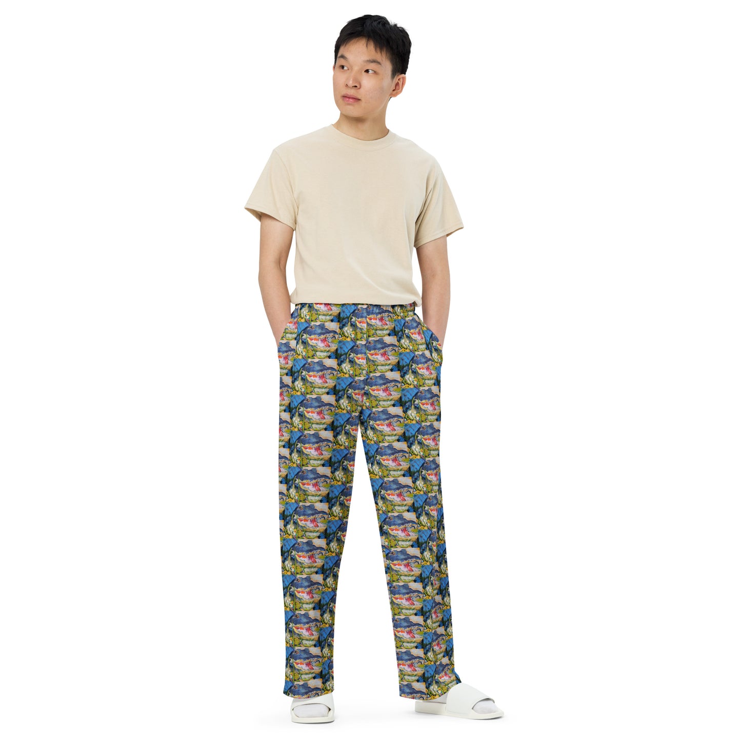 Gator in Wildflowers All-over print unisex wide-leg pants