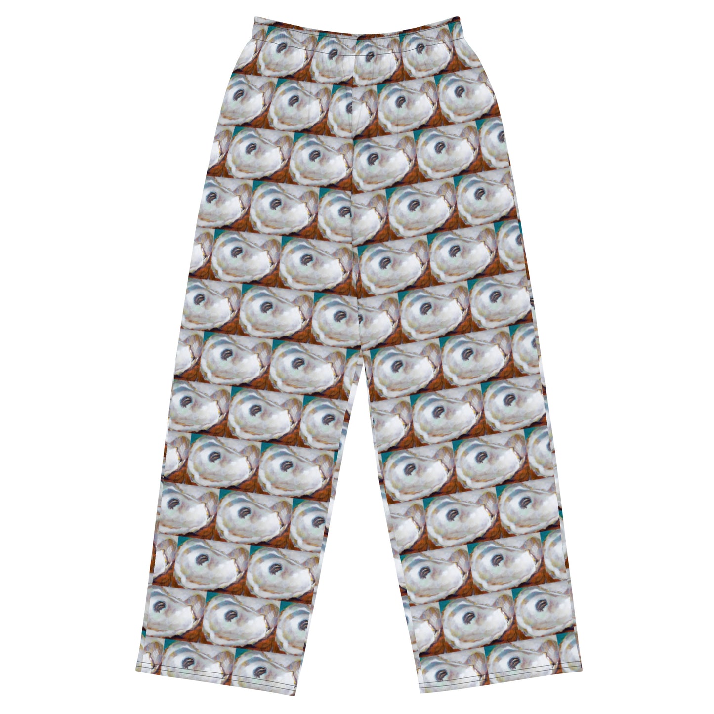 Oyster Shells- red and teal All-over print unisex wide-leg pants