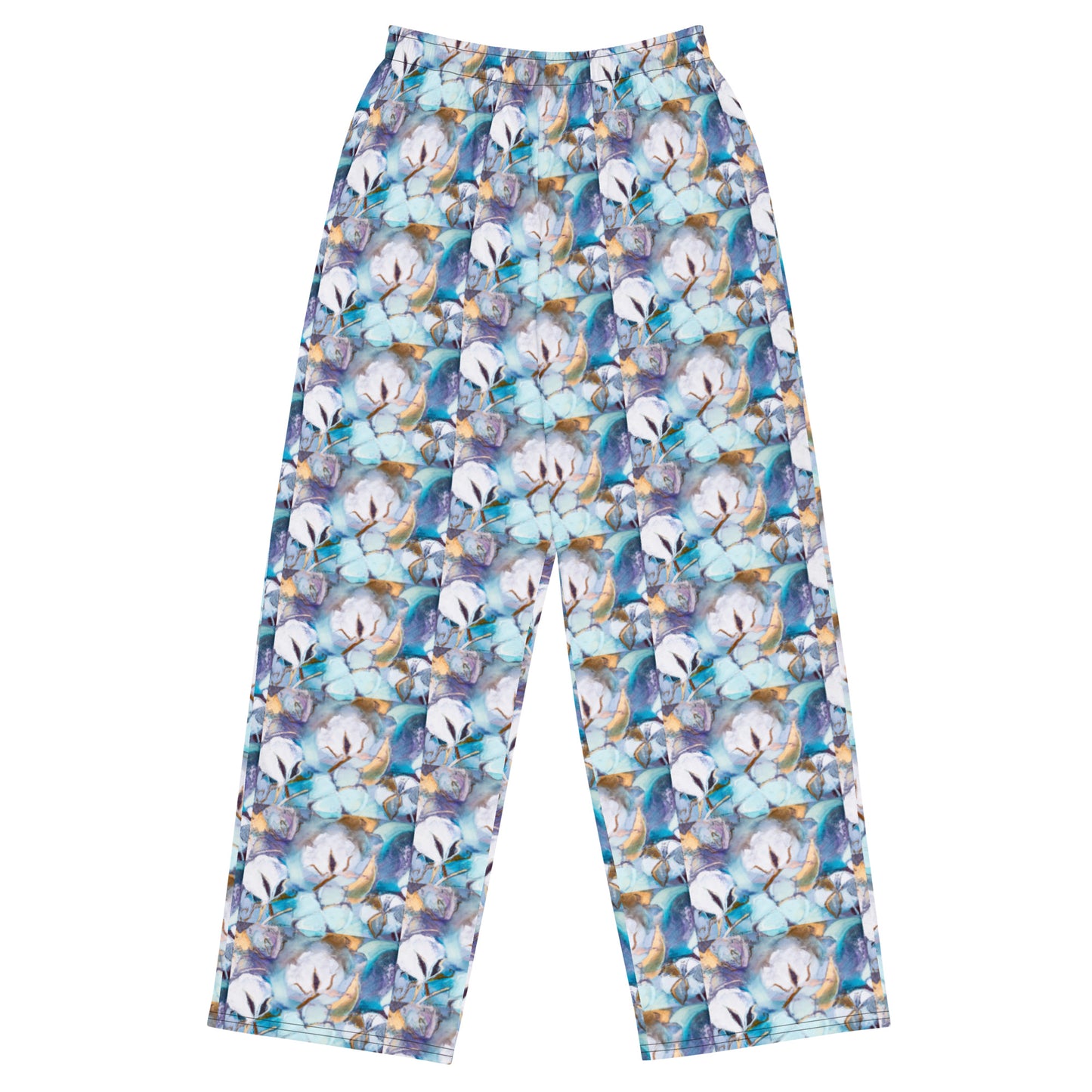 Aqua Cotton All-over print unisex wide-leg pants
