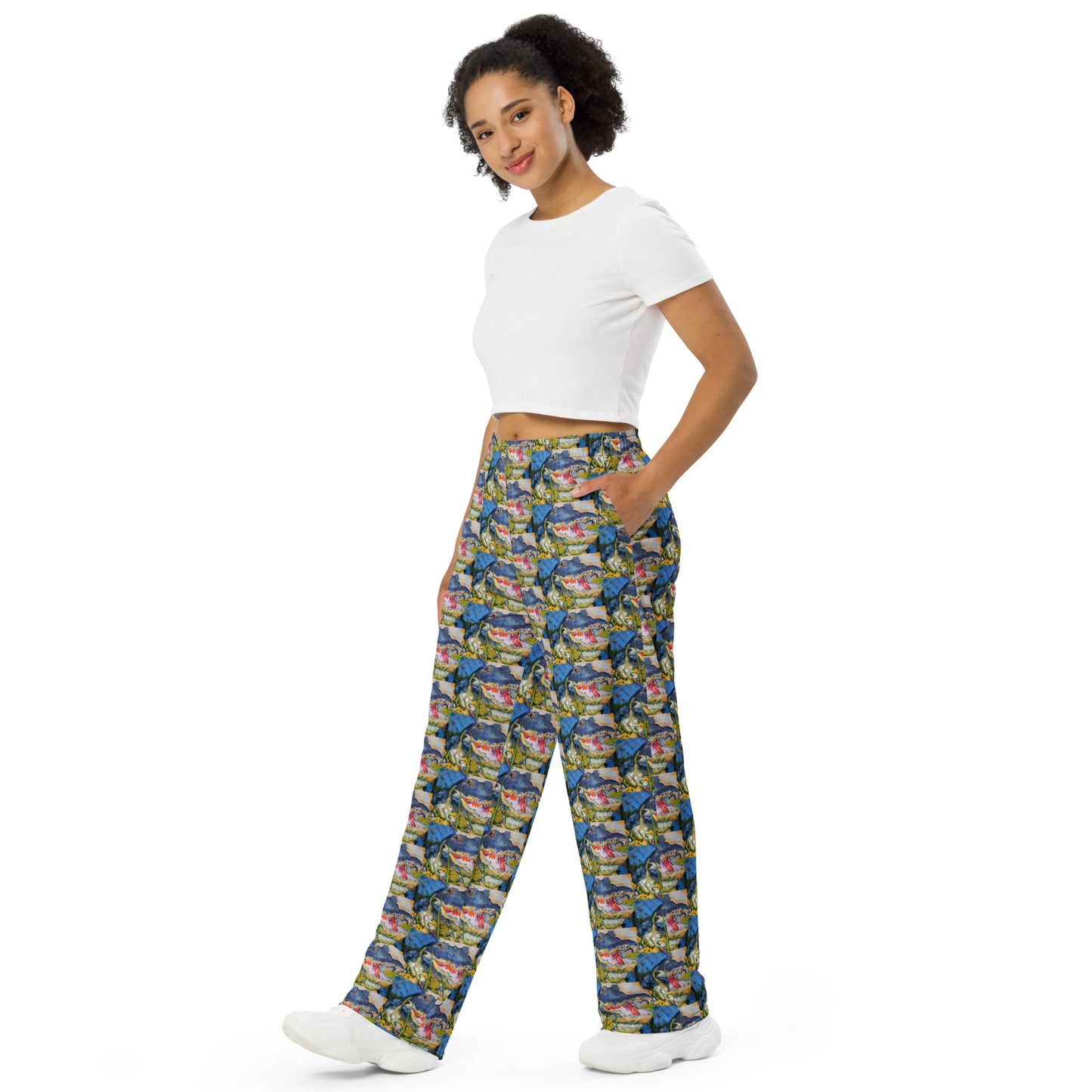 Gator in Wildflowers All-over print unisex wide-leg pants