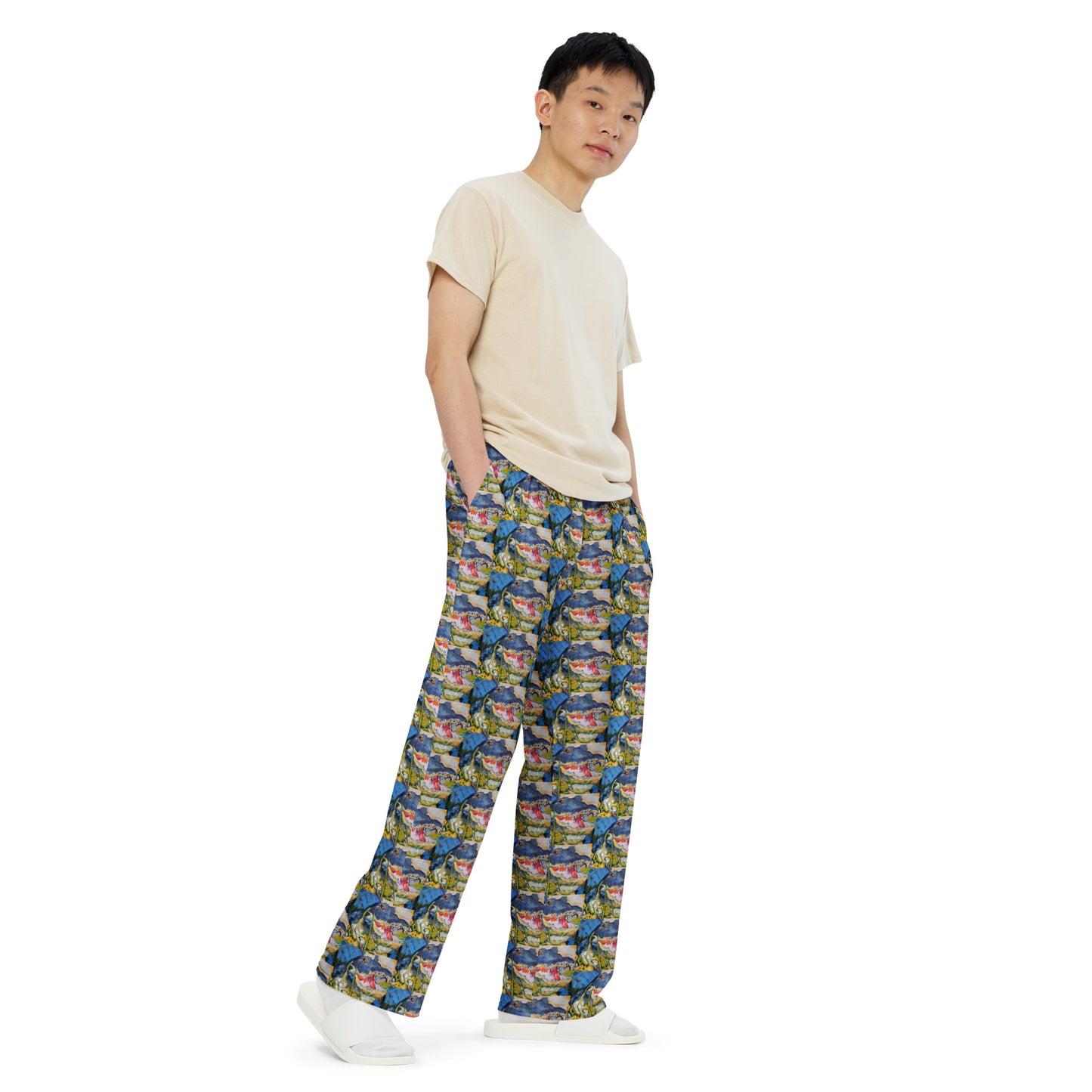 Gator in Wildflowers All-over print unisex wide-leg pants