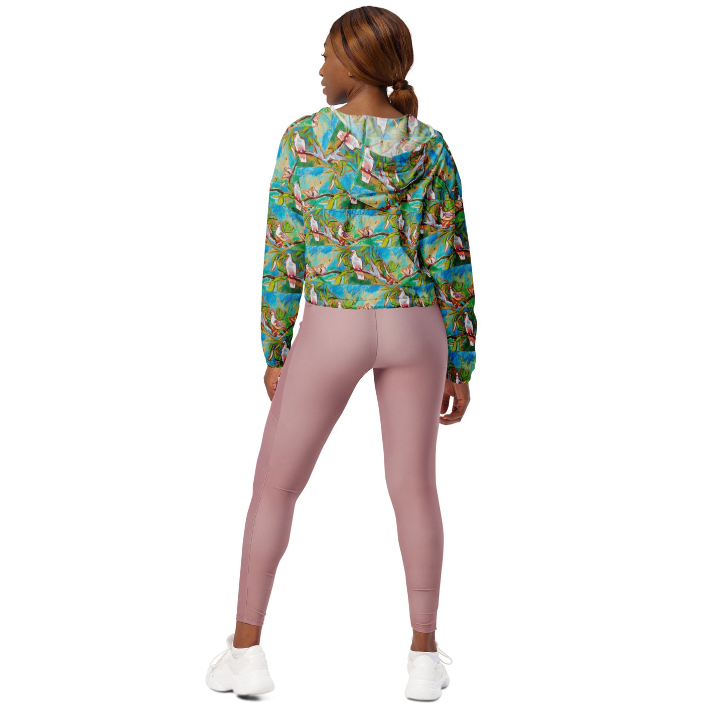 Doves in Oasis of Love and Peace Women’s cropped windbreaker