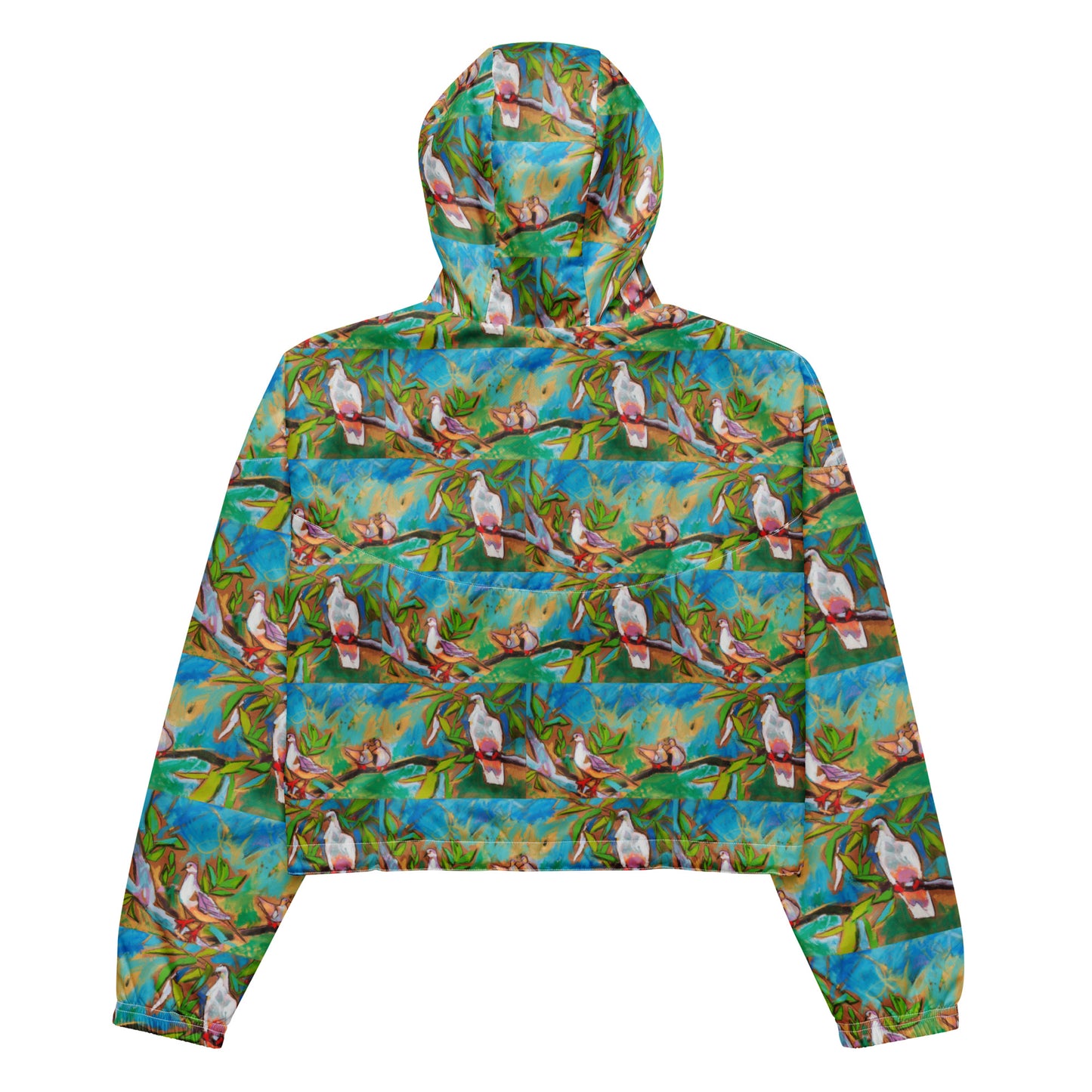 Doves in Oasis of Love and Peace Women’s cropped windbreaker
