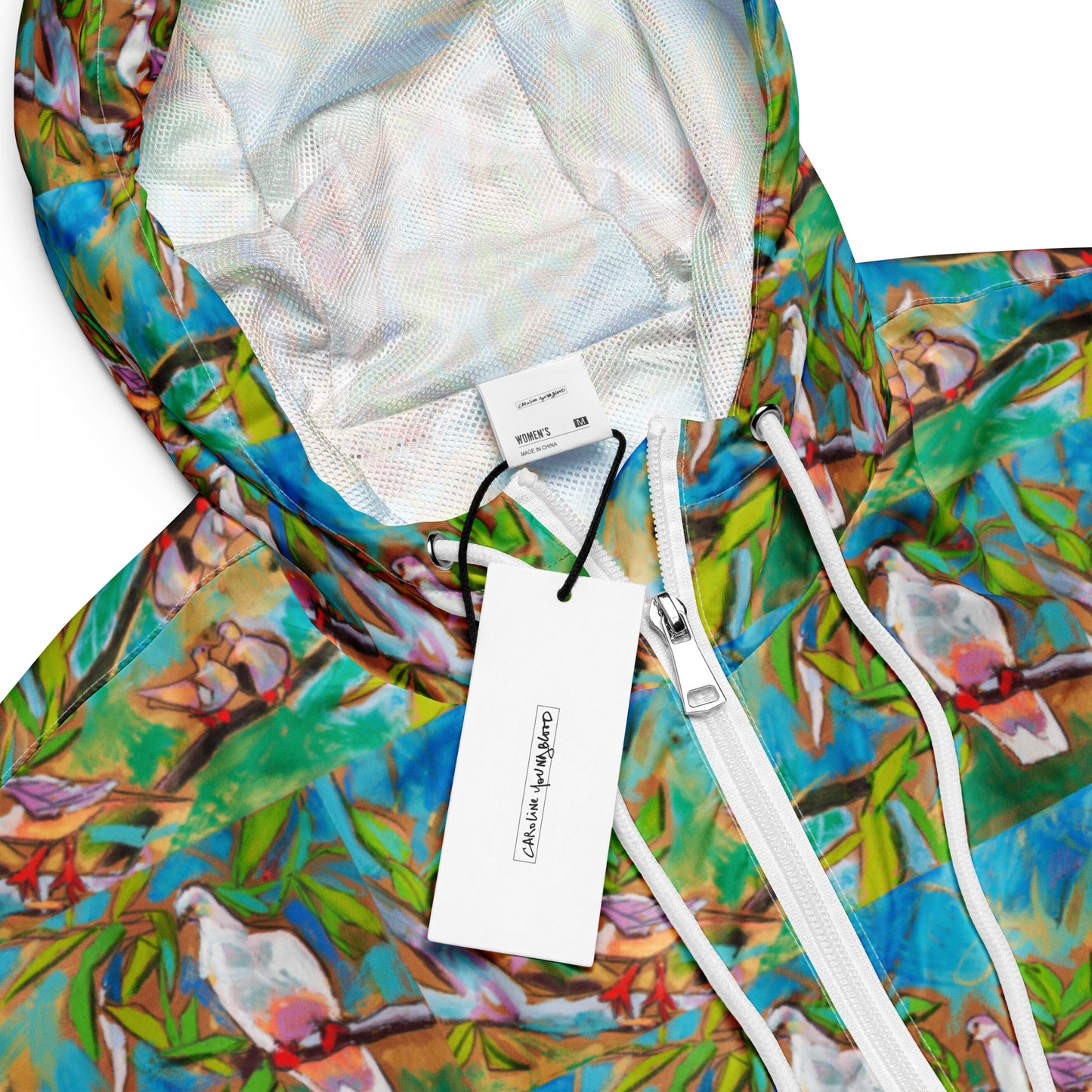Doves in Oasis of Love and Peace Women’s cropped windbreaker