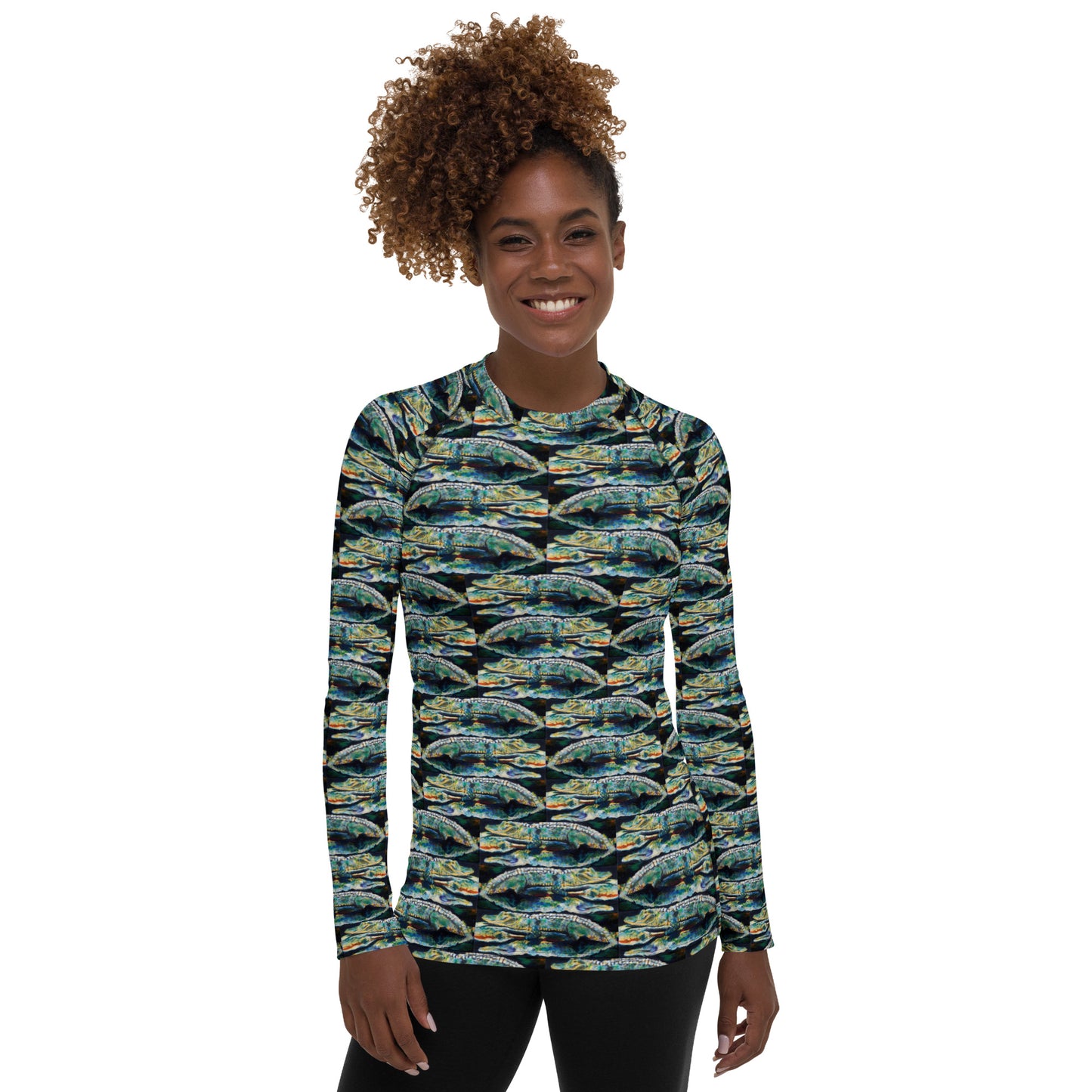 Psychedelic Gator Pattern Women's Rash Guard