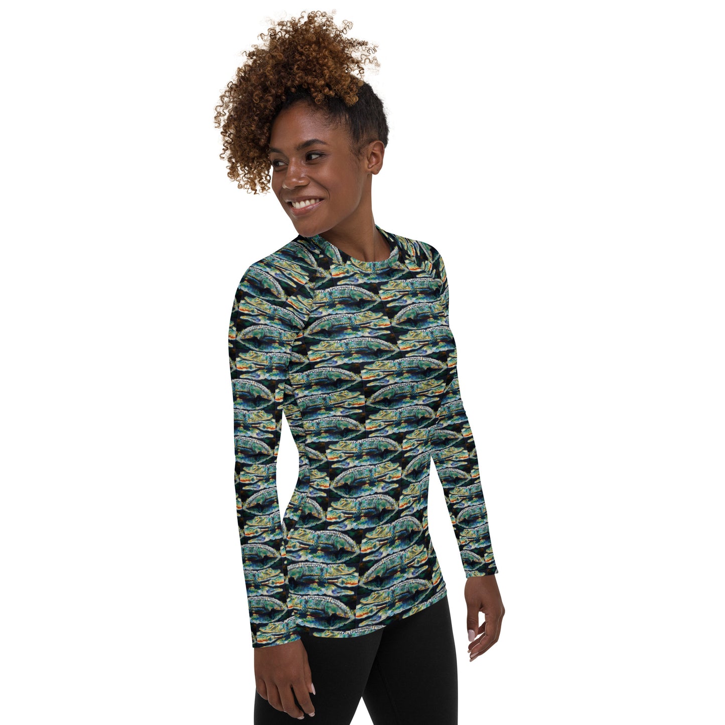 Psychedelic Gator Pattern Women's Rash Guard