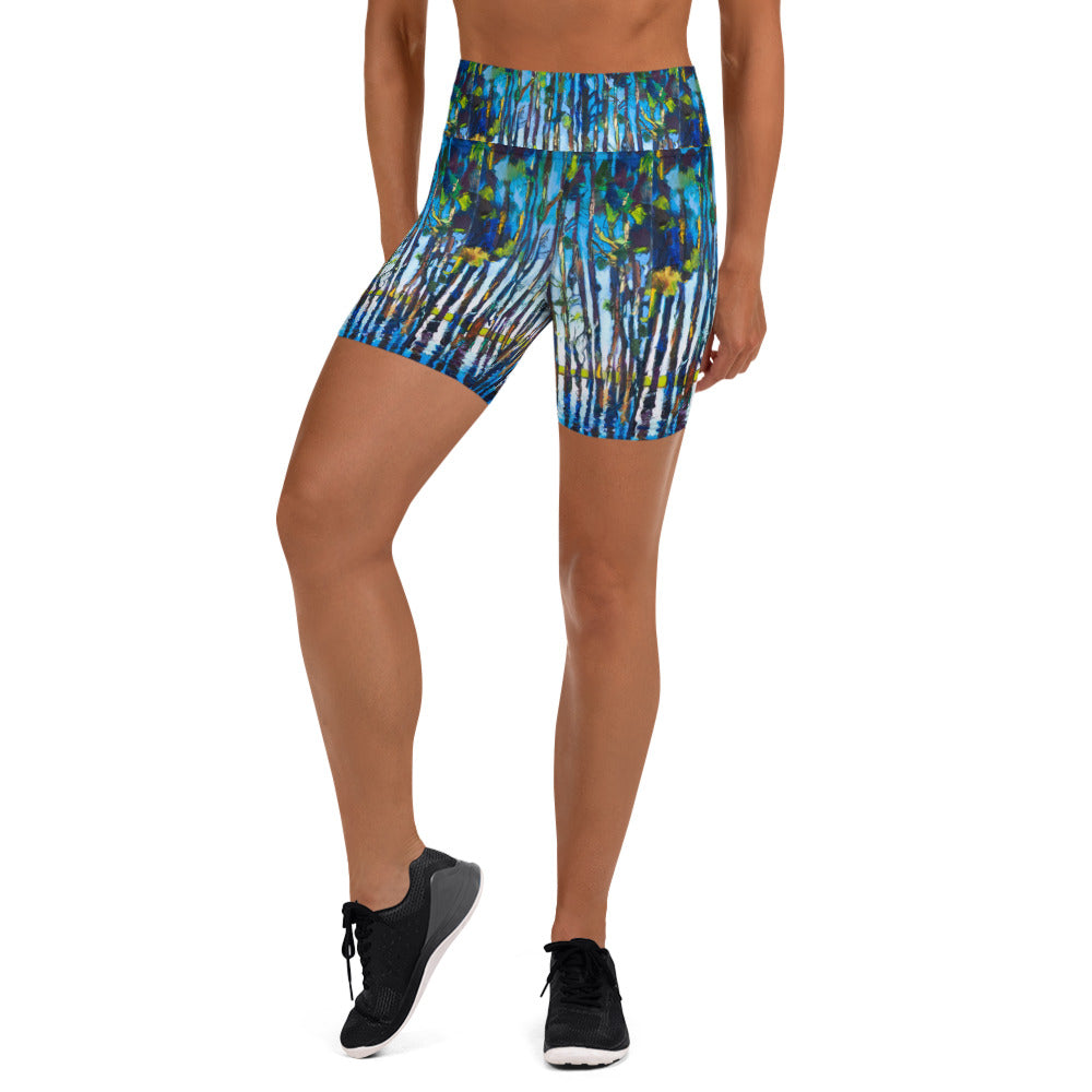 Bold Cypress Reflections Yoga Shorts