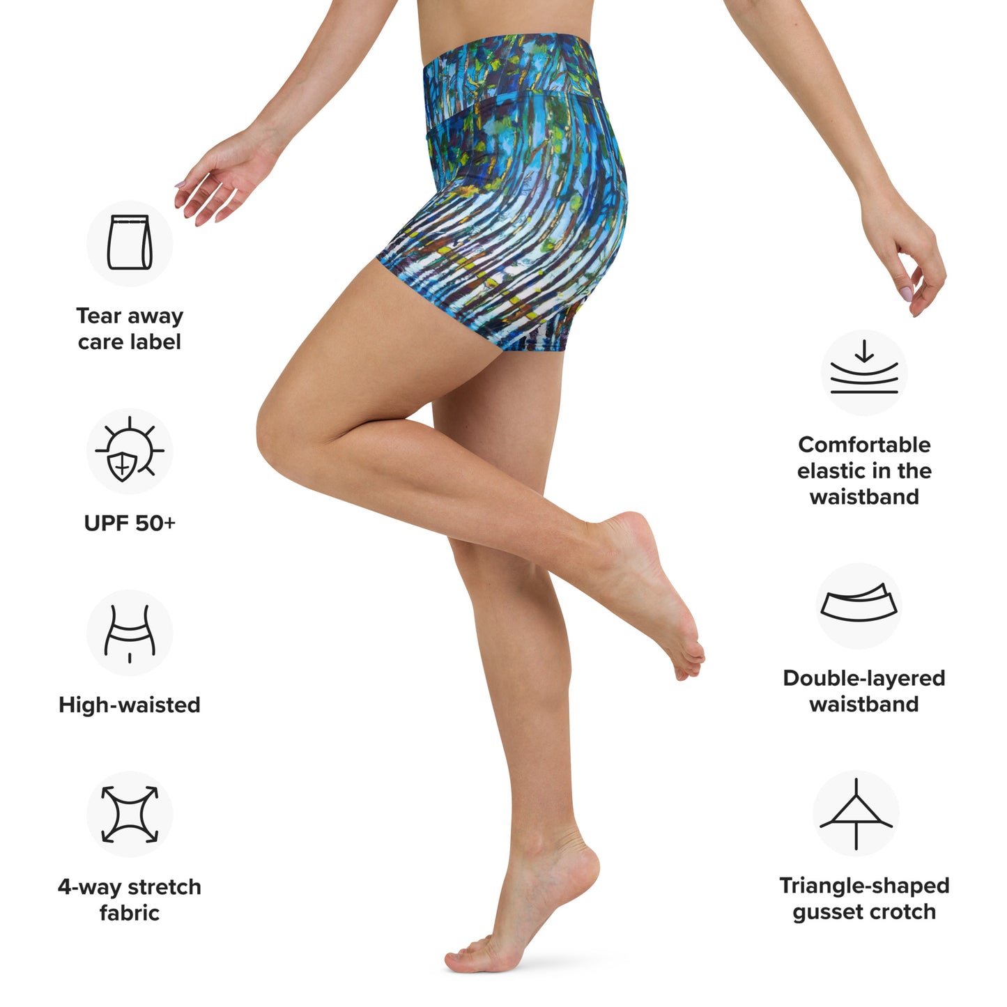 Bold Cypress Reflections Yoga Shorts