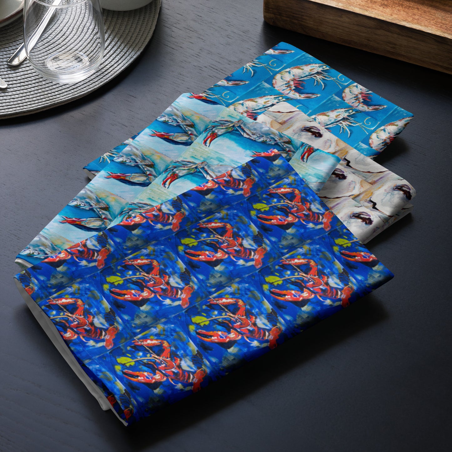 Louisiana Seafood Small Pattern Cloth napkin set