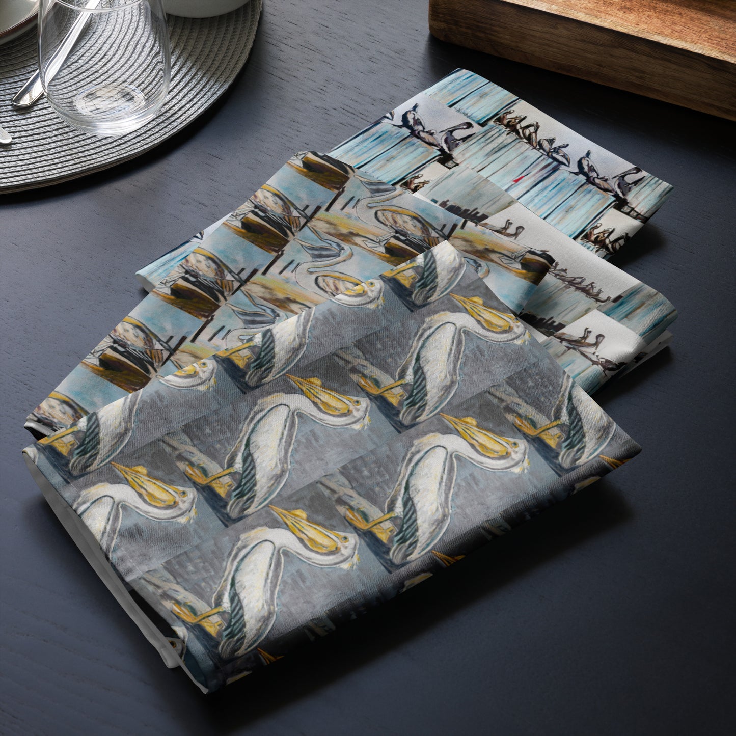 Neutral Pelicans Cloth napkin set