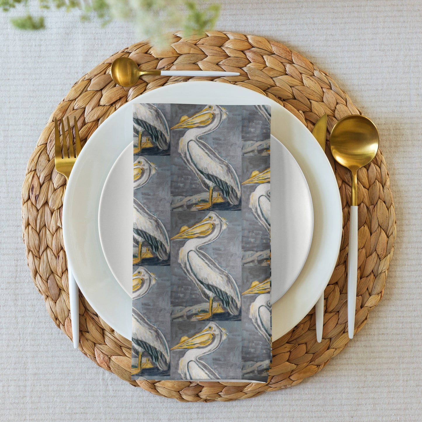 Neutral Pelicans Cloth napkin set