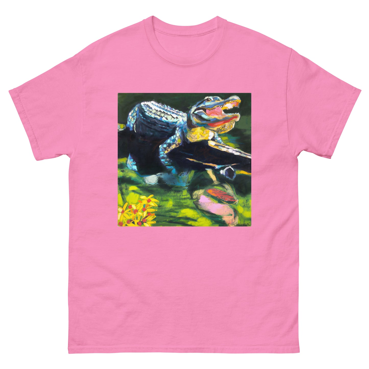 Square Gator with Wildflowers Unisex classic tee