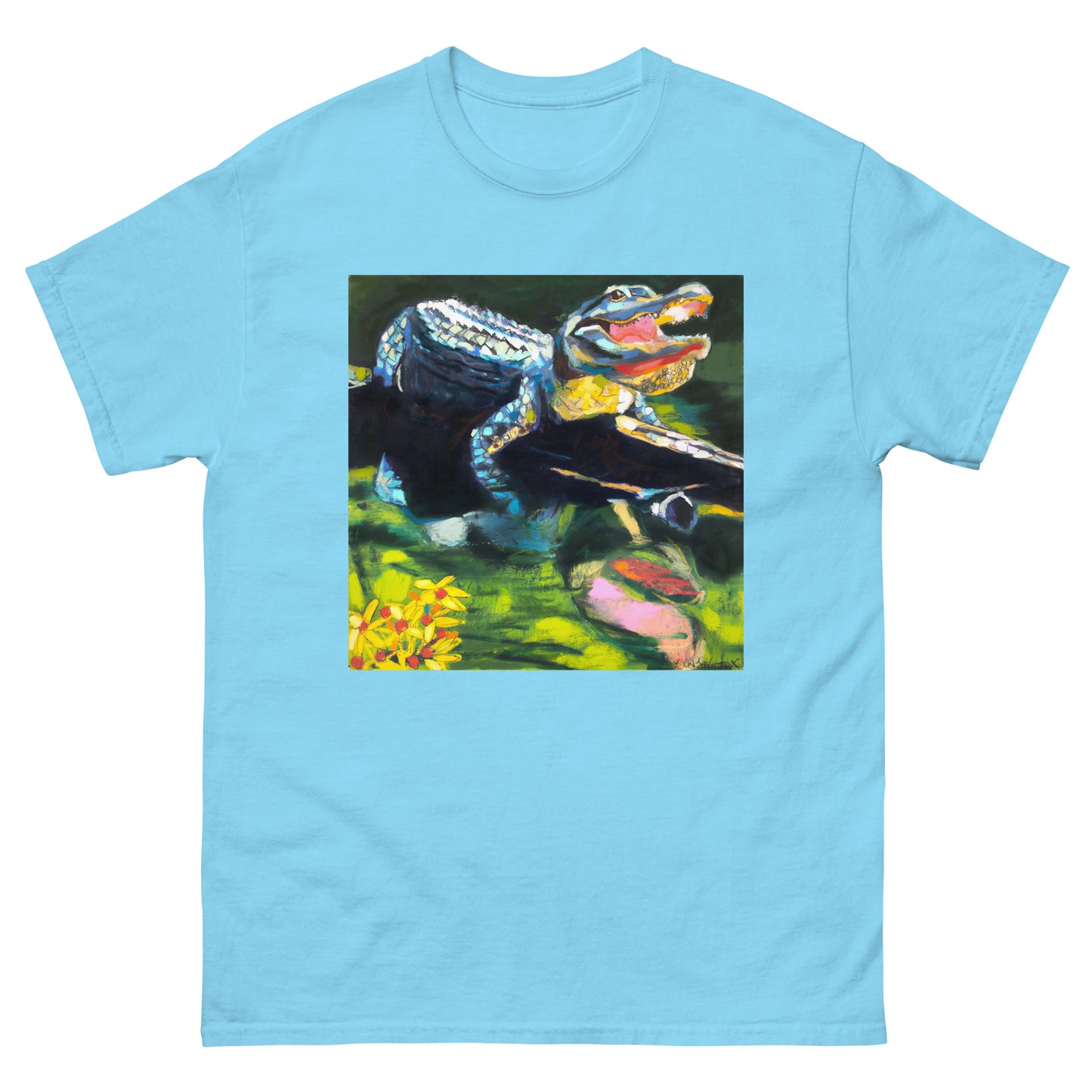 Square Gator with Wildflowers Unisex classic tee