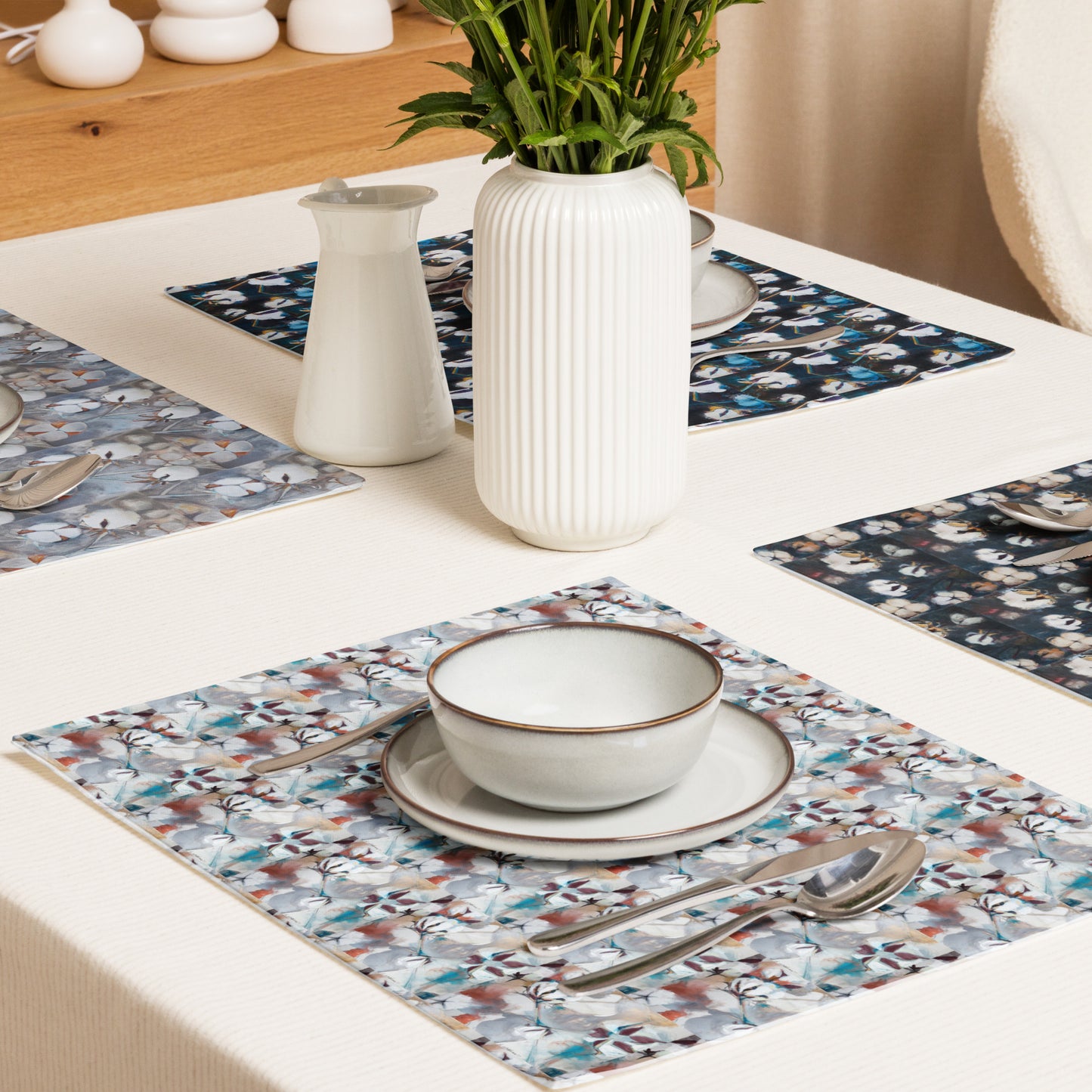 Cotton at Night & Silver Combo Placemat Set