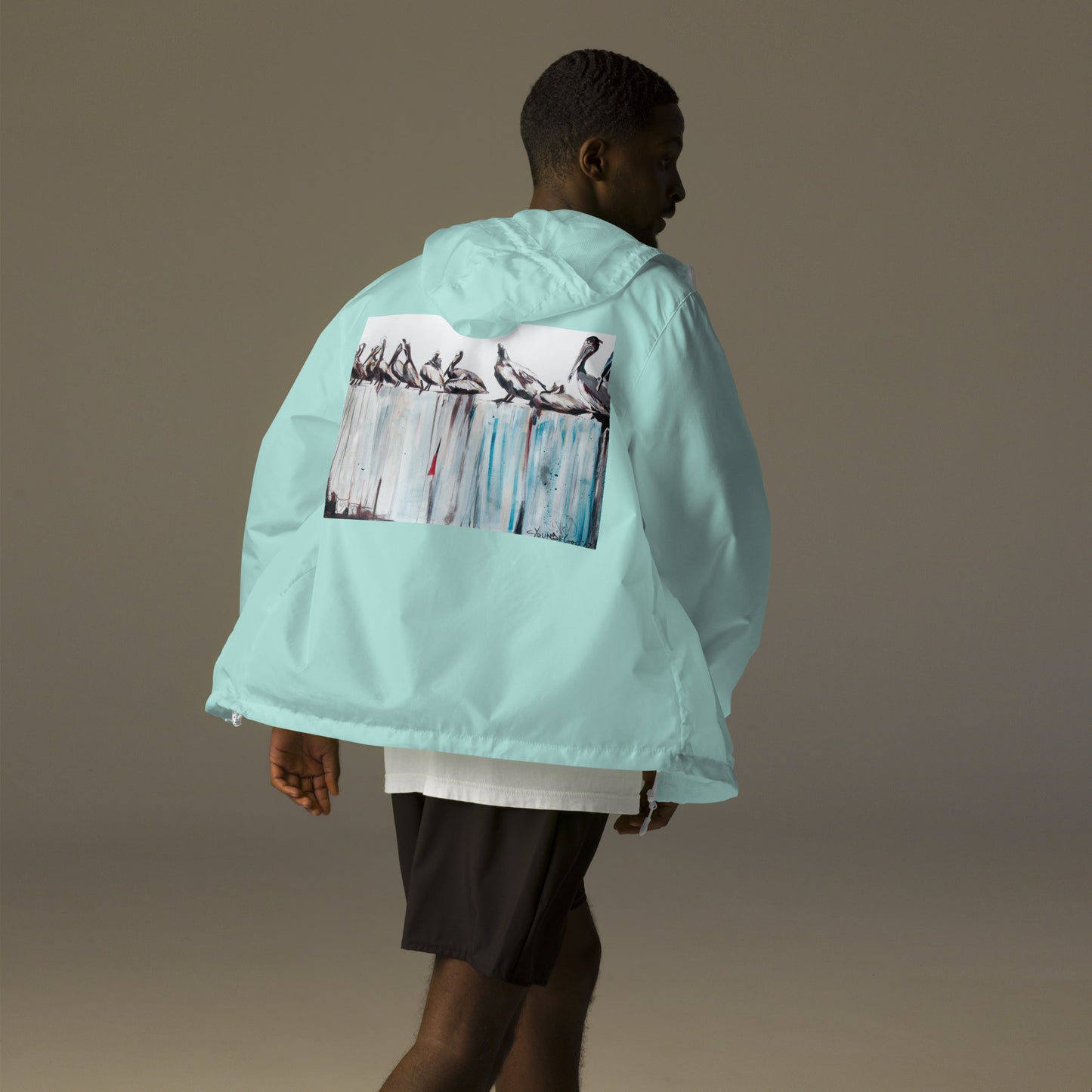 Pelicans on the Pier Unisex lightweight zip up windbreaker