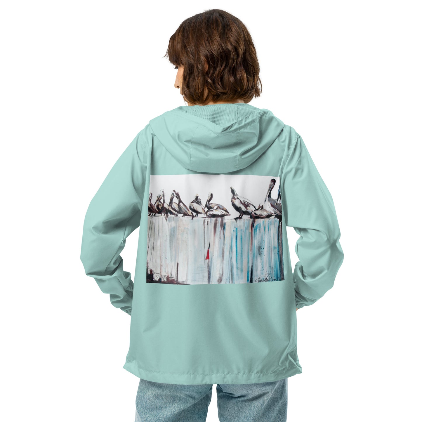 Pelicans on the Pier Unisex lightweight zip up windbreaker