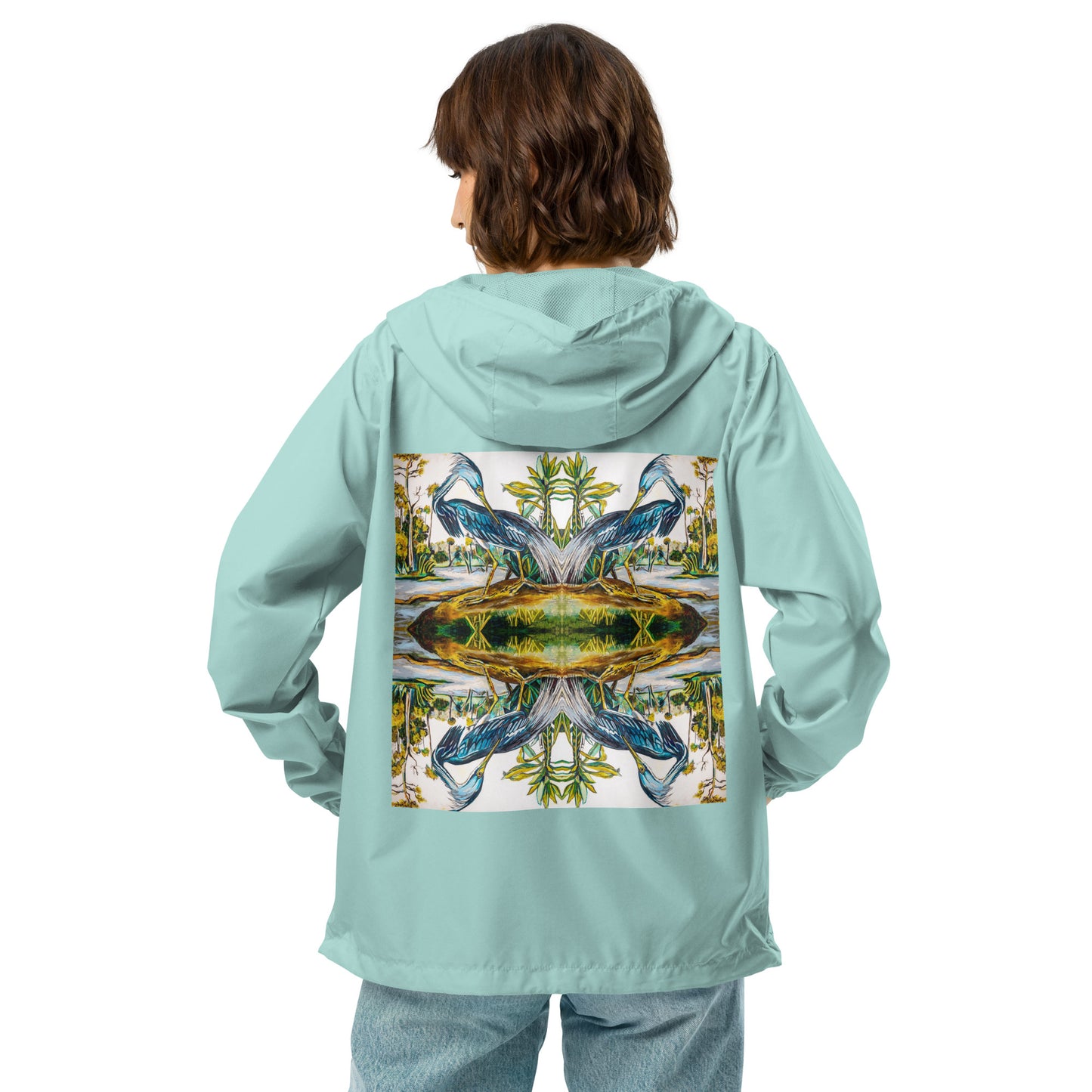 Blue Heron Reflections Unisex lightweight zip up windbreaker