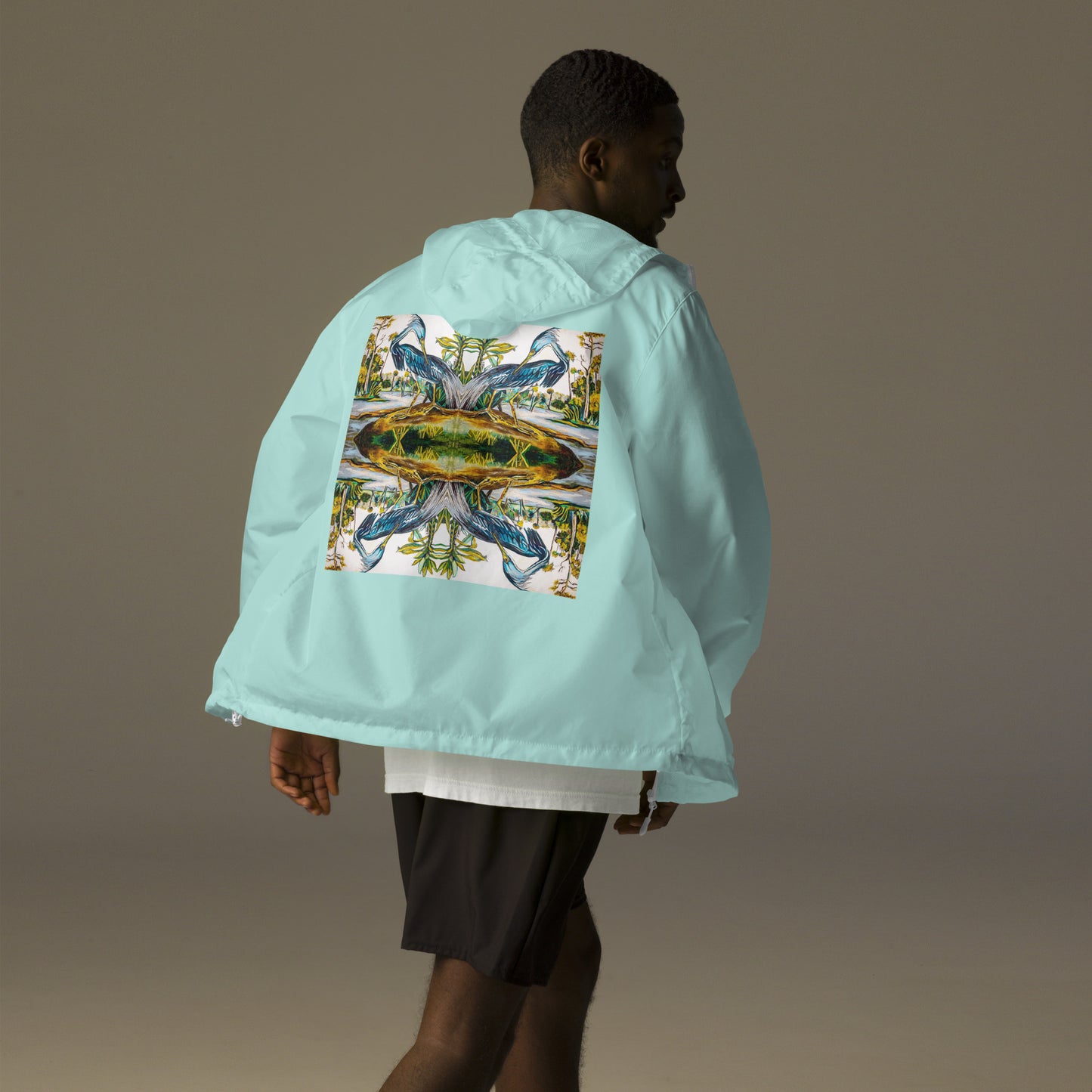 Blue Heron Reflections Unisex lightweight zip up windbreaker