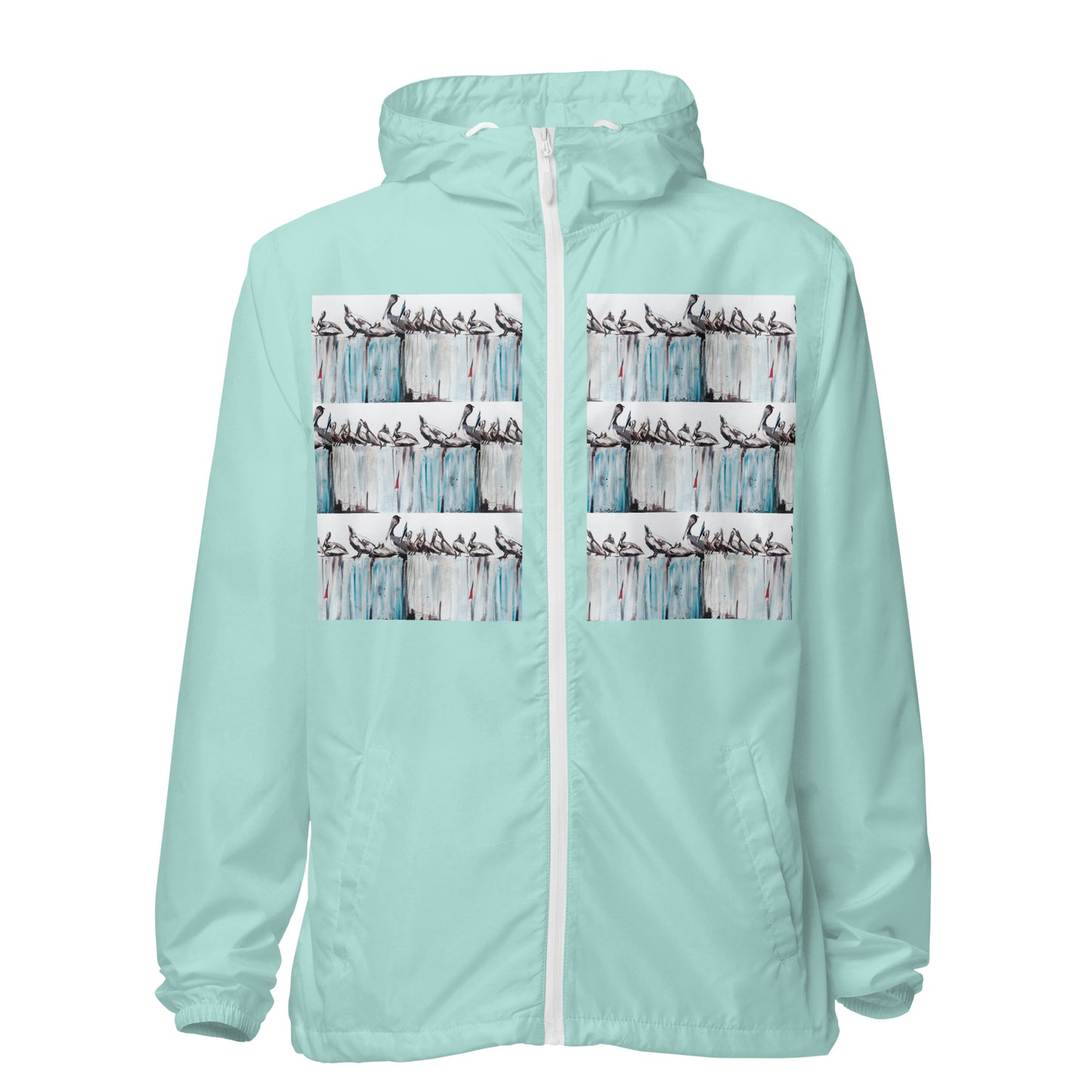 Pelicans on the Pier Unisex lightweight zip up windbreaker