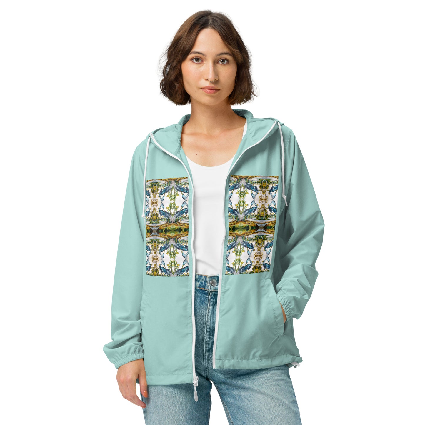 Blue Heron Reflections Unisex lightweight zip up windbreaker