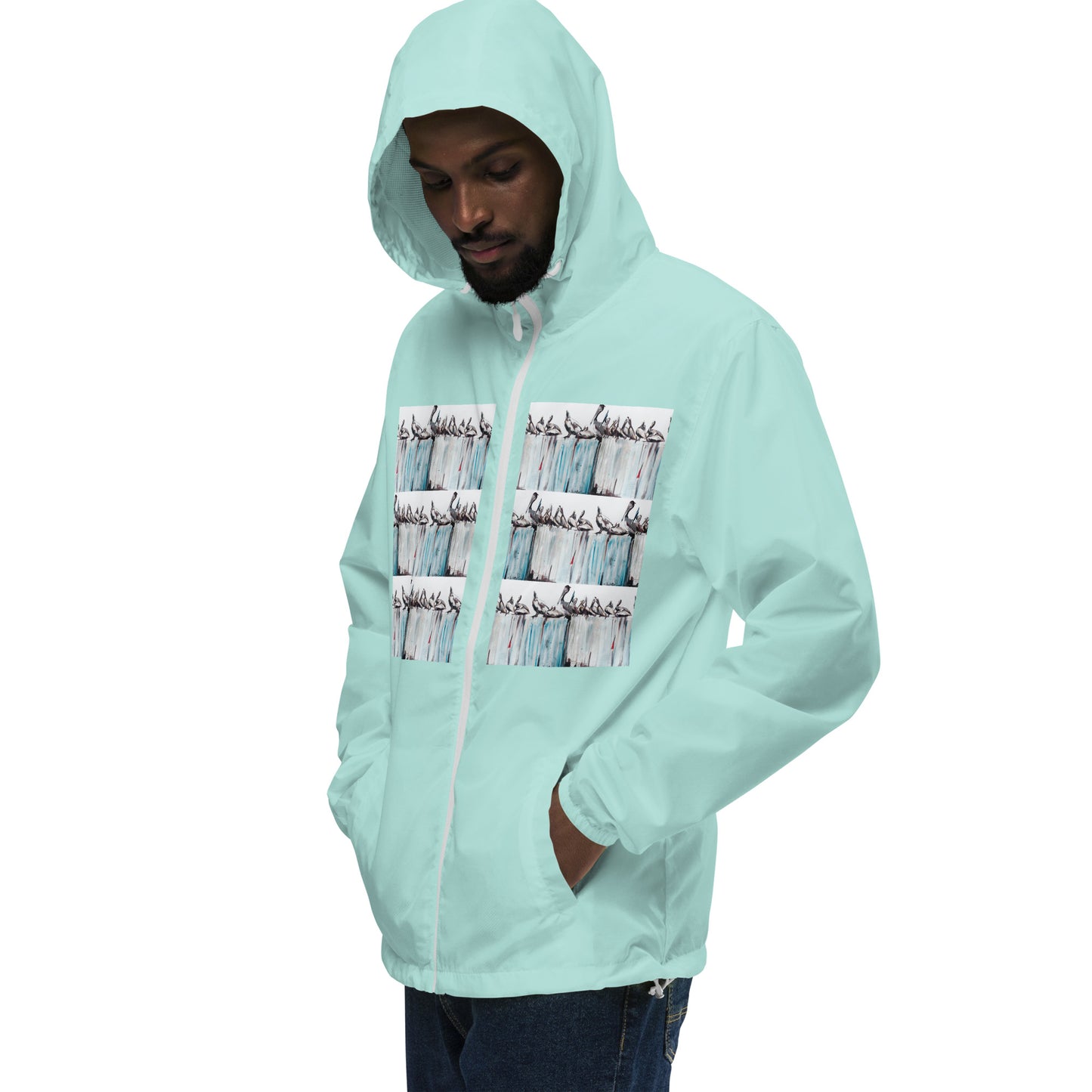 Pelicans on the Pier Unisex lightweight zip up windbreaker