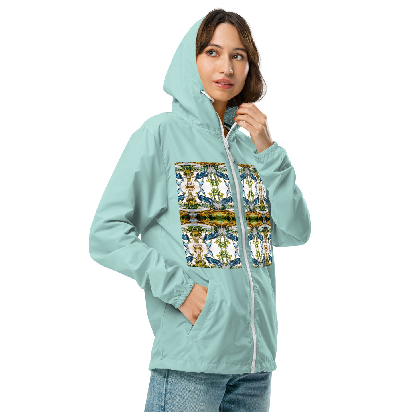 Blue Heron Reflections Unisex lightweight zip up windbreaker