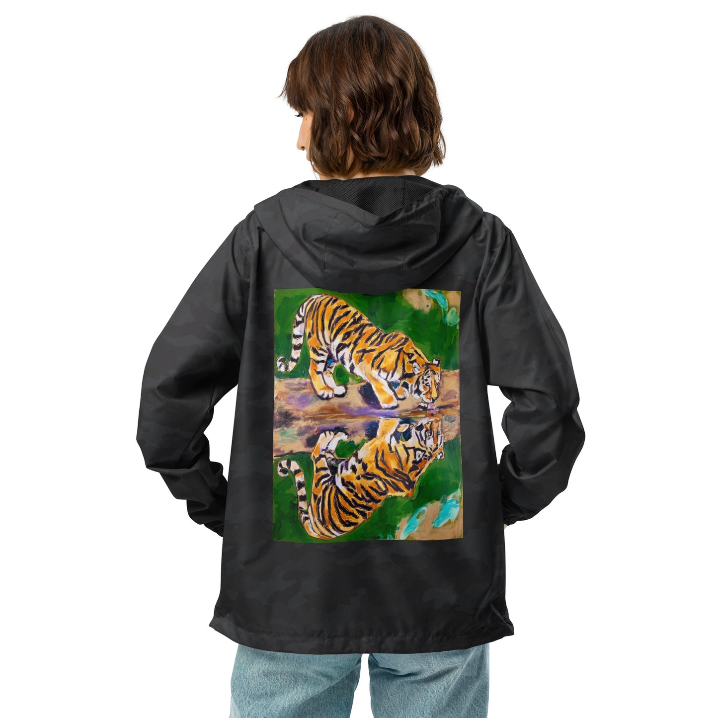 Tiger Reflections Unisex lightweight zip up windbreaker