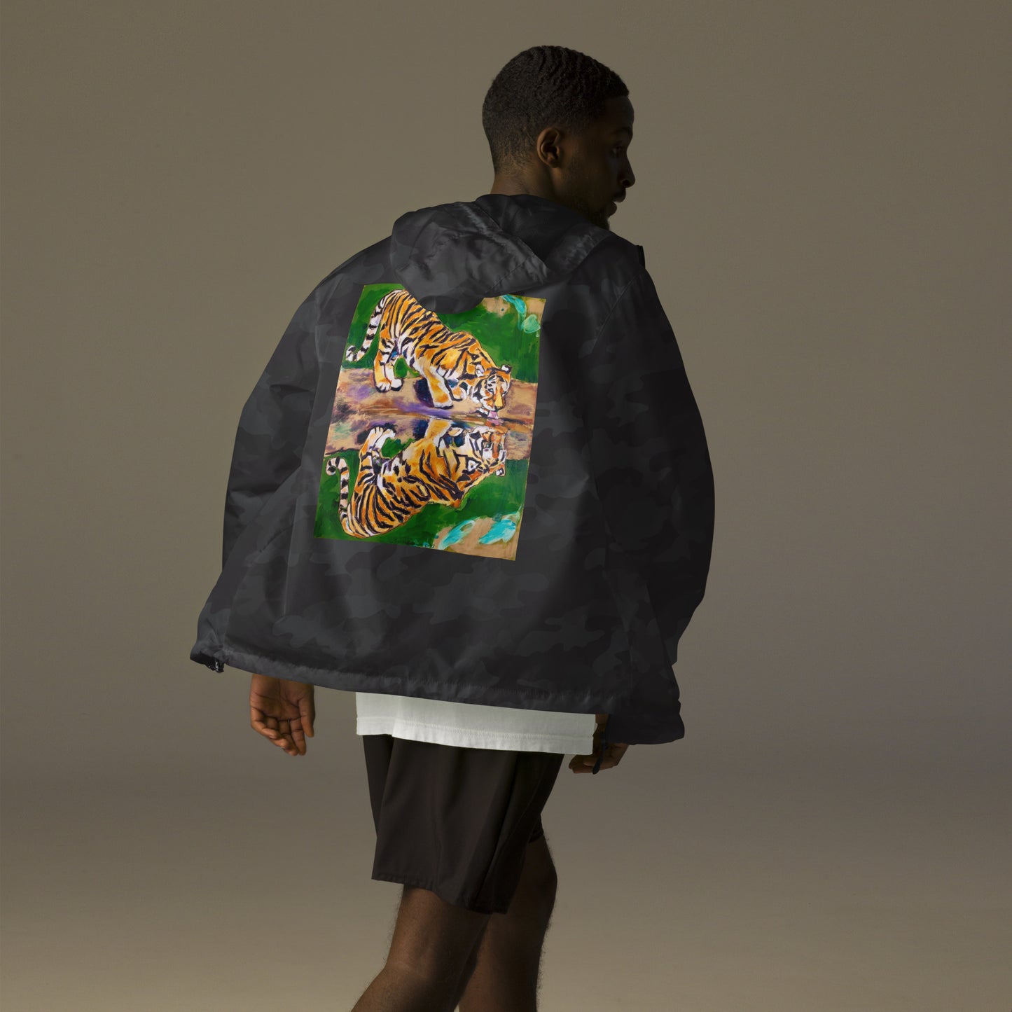 Tiger Reflections Unisex lightweight zip up windbreaker