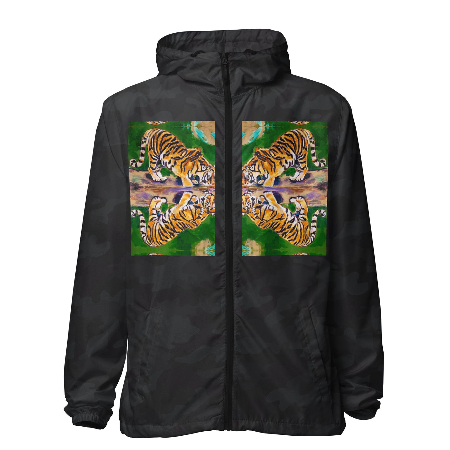 Tiger Reflections Unisex lightweight zip up windbreaker