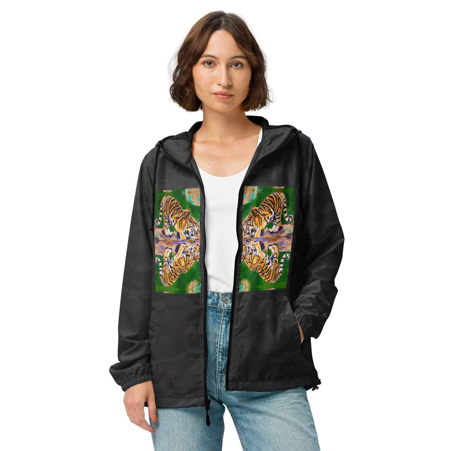 Tiger Reflections Unisex lightweight zip up windbreaker