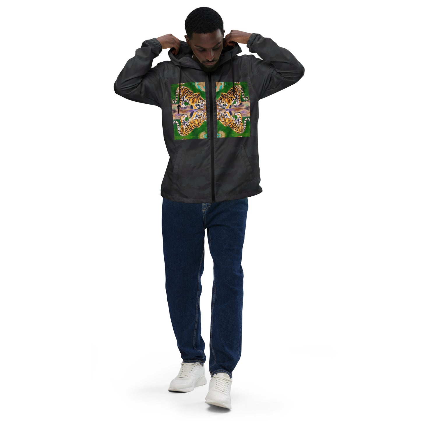 Tiger Reflections Unisex lightweight zip up windbreaker