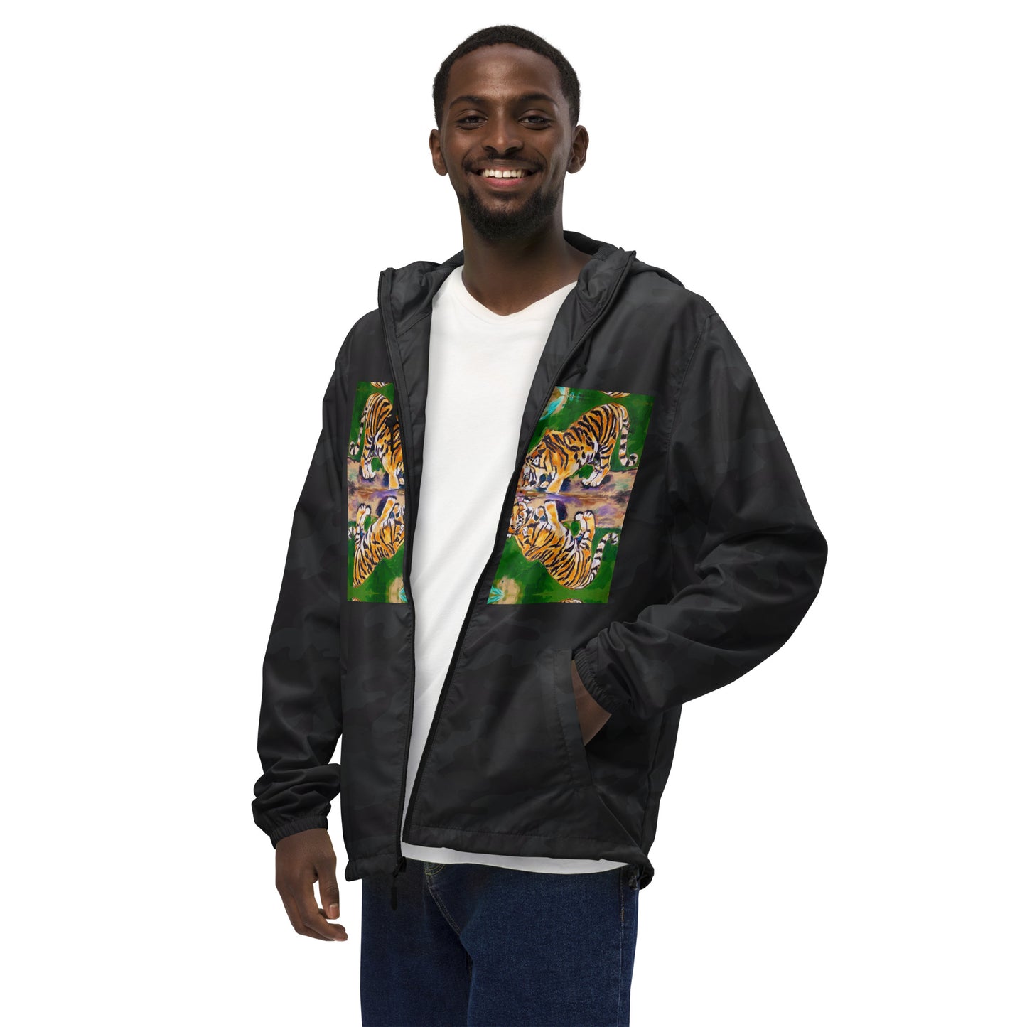 Tiger Reflections Unisex lightweight zip up windbreaker
