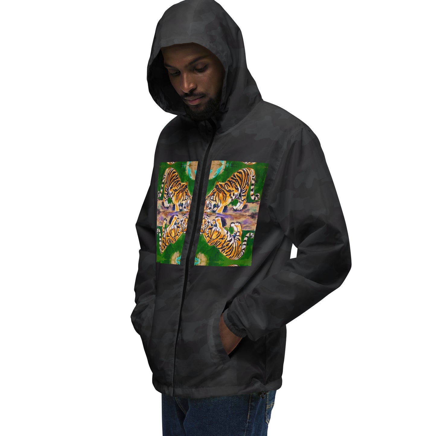 Tiger Reflections Unisex lightweight zip up windbreaker