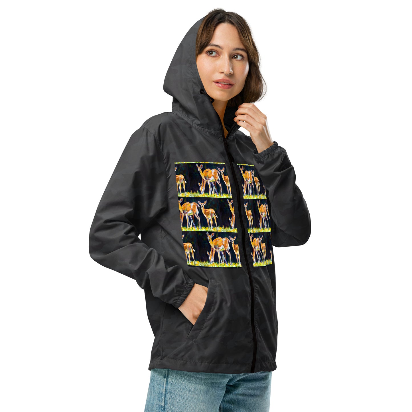 Deer Family Unisex lightweight zip up windbreaker
