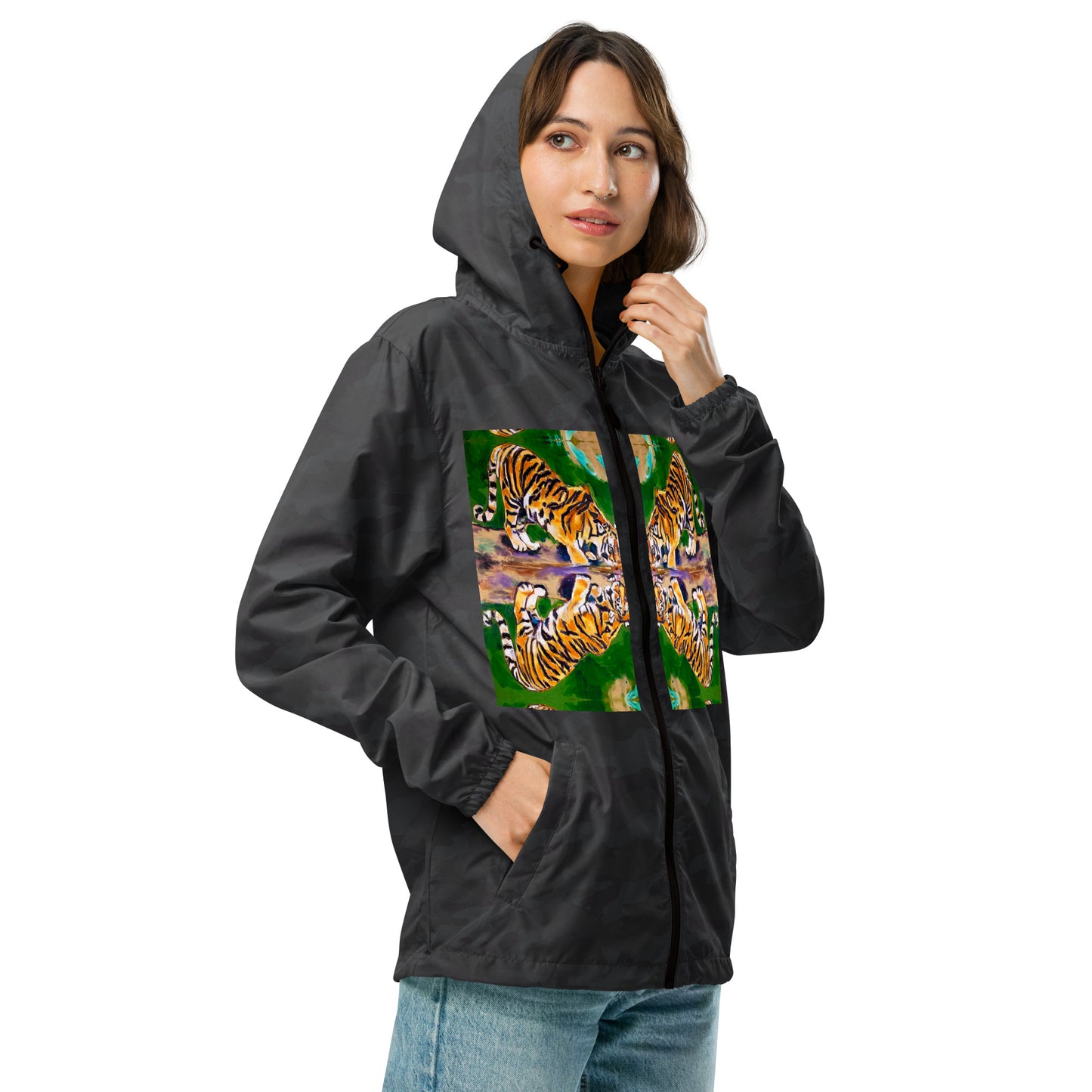 Tiger Reflections Unisex lightweight zip up windbreaker