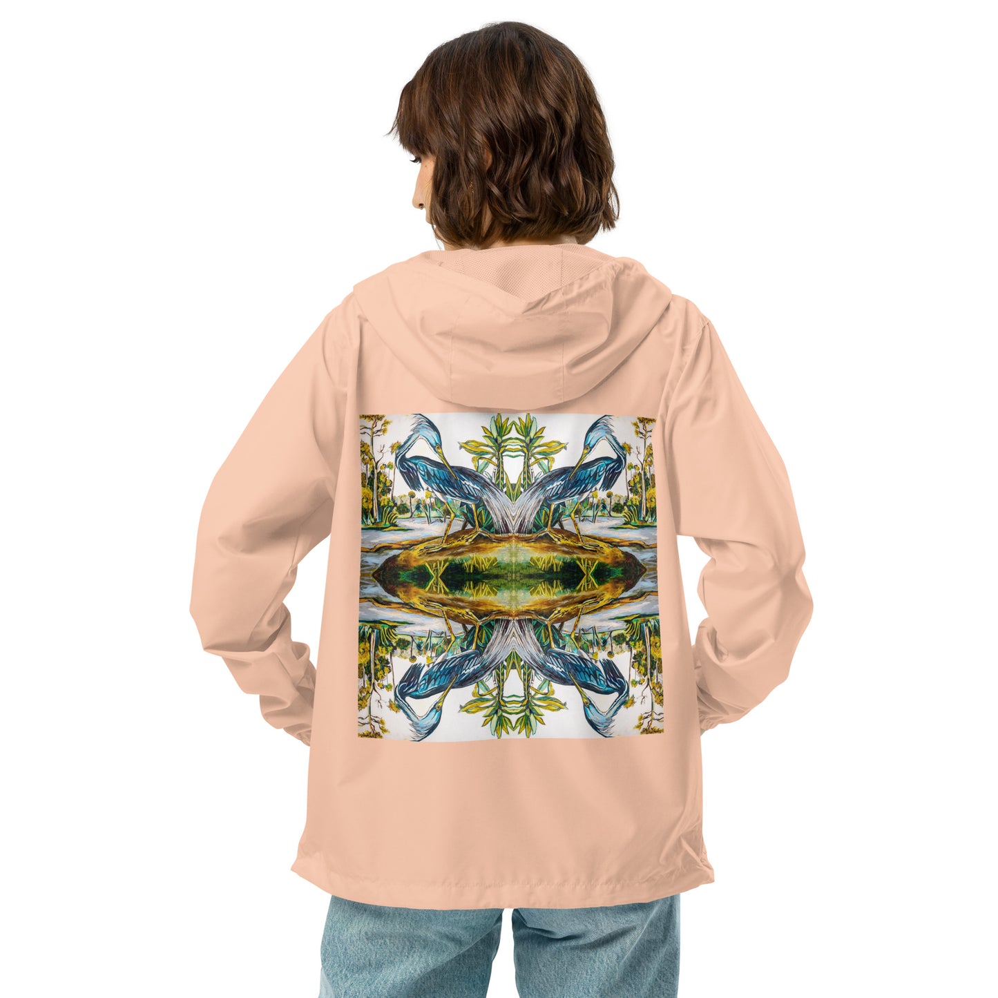 Blue Heron Reflections Unisex lightweight zip up windbreaker