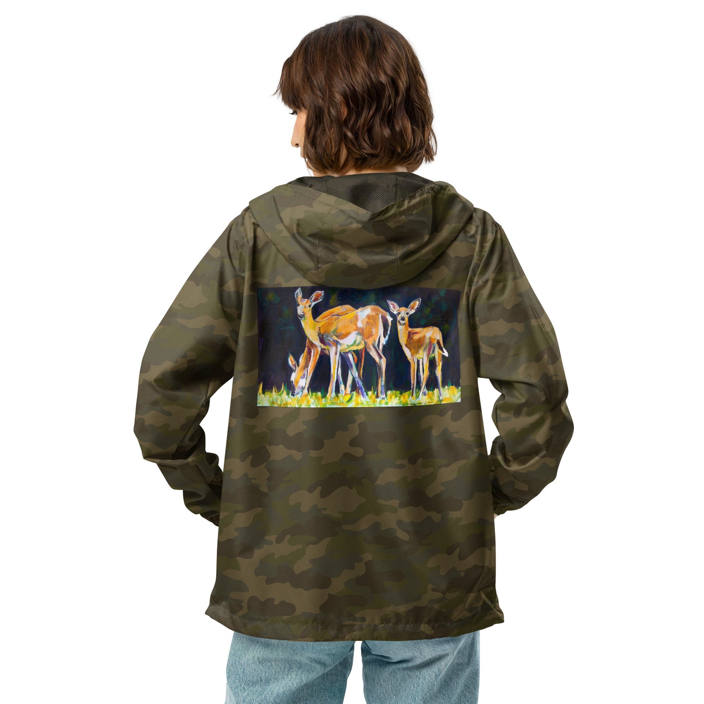 Deer Family Unisex lightweight zip up windbreaker