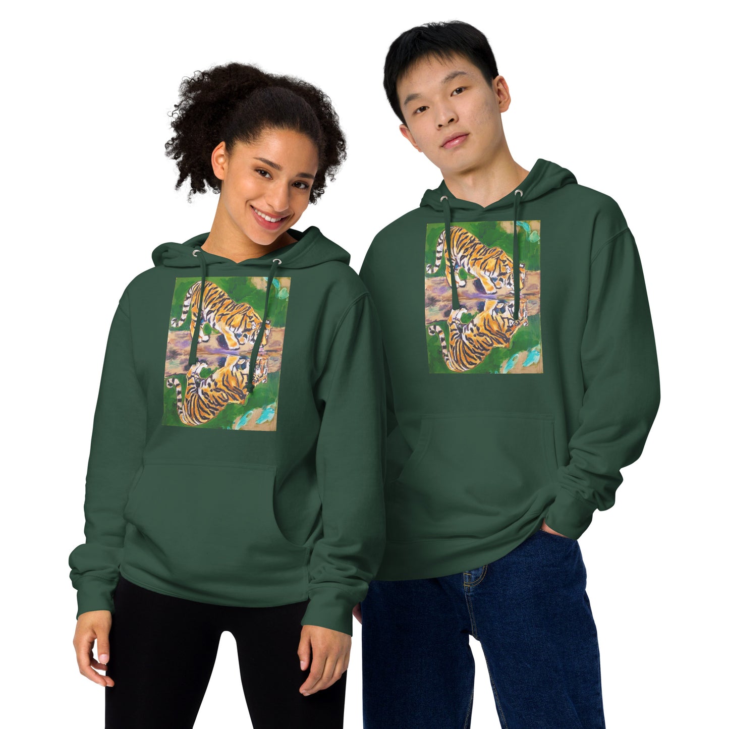 Tiger Reflections Unisex midweight hoodie