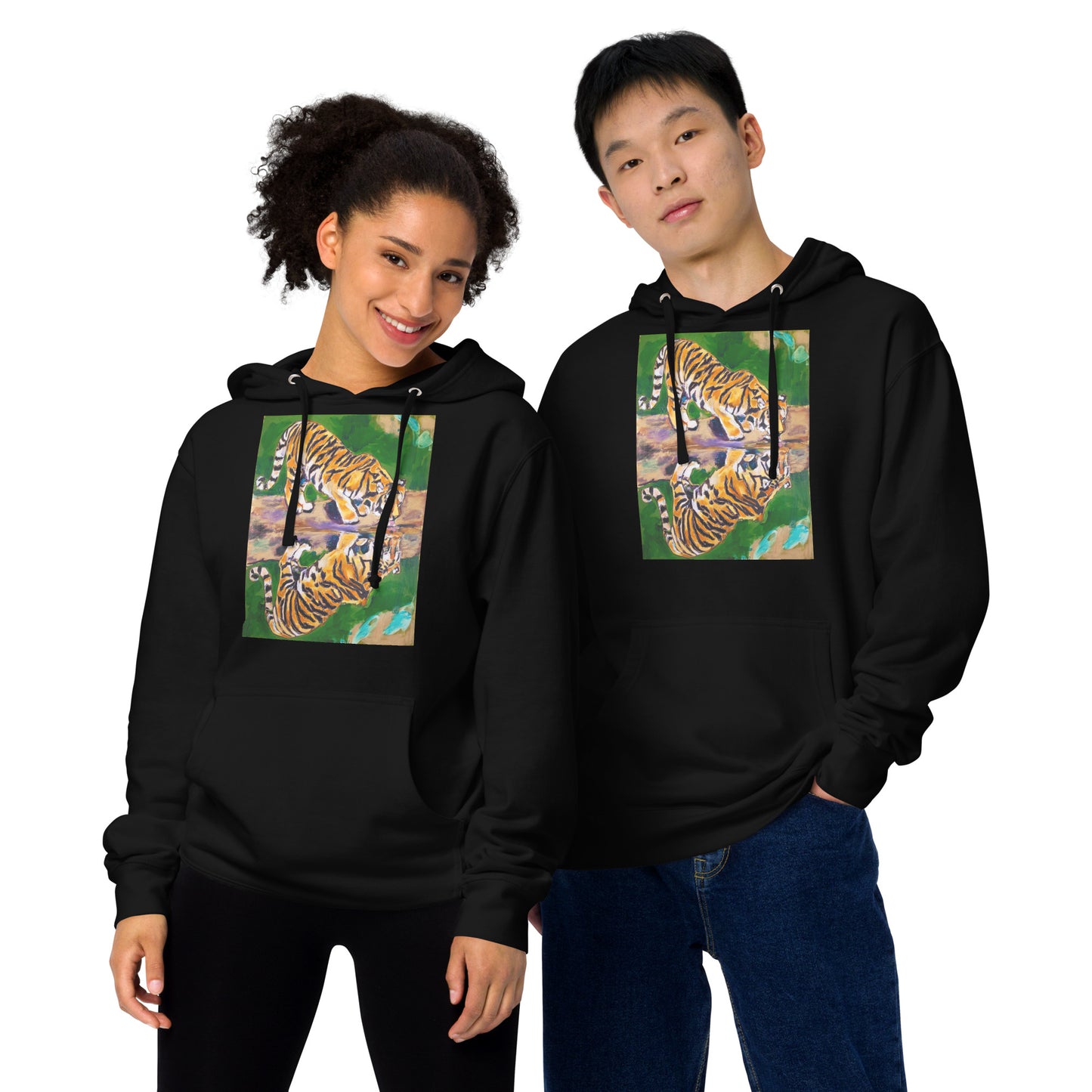 Tiger Reflections Unisex midweight hoodie