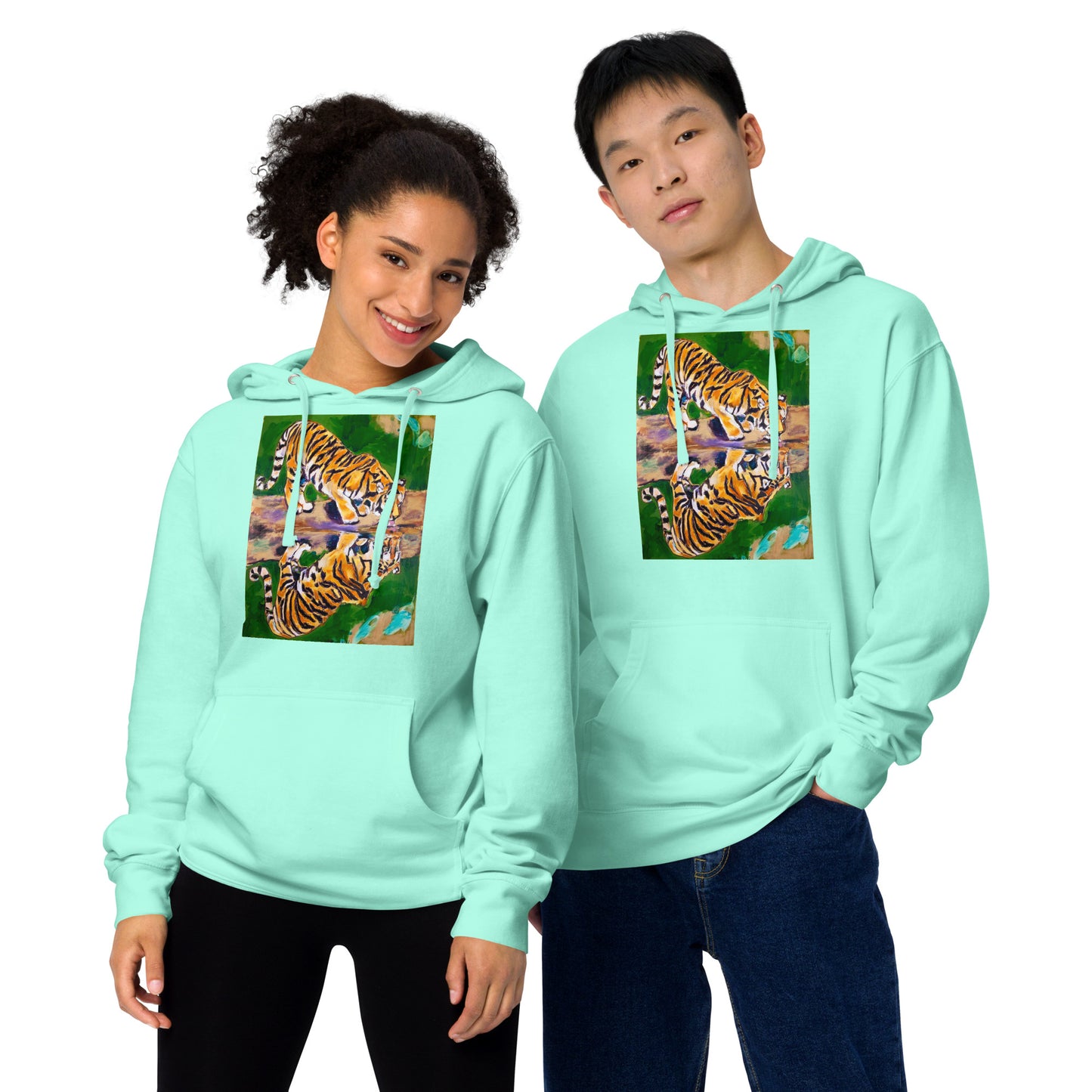 Tiger Reflections Unisex midweight hoodie